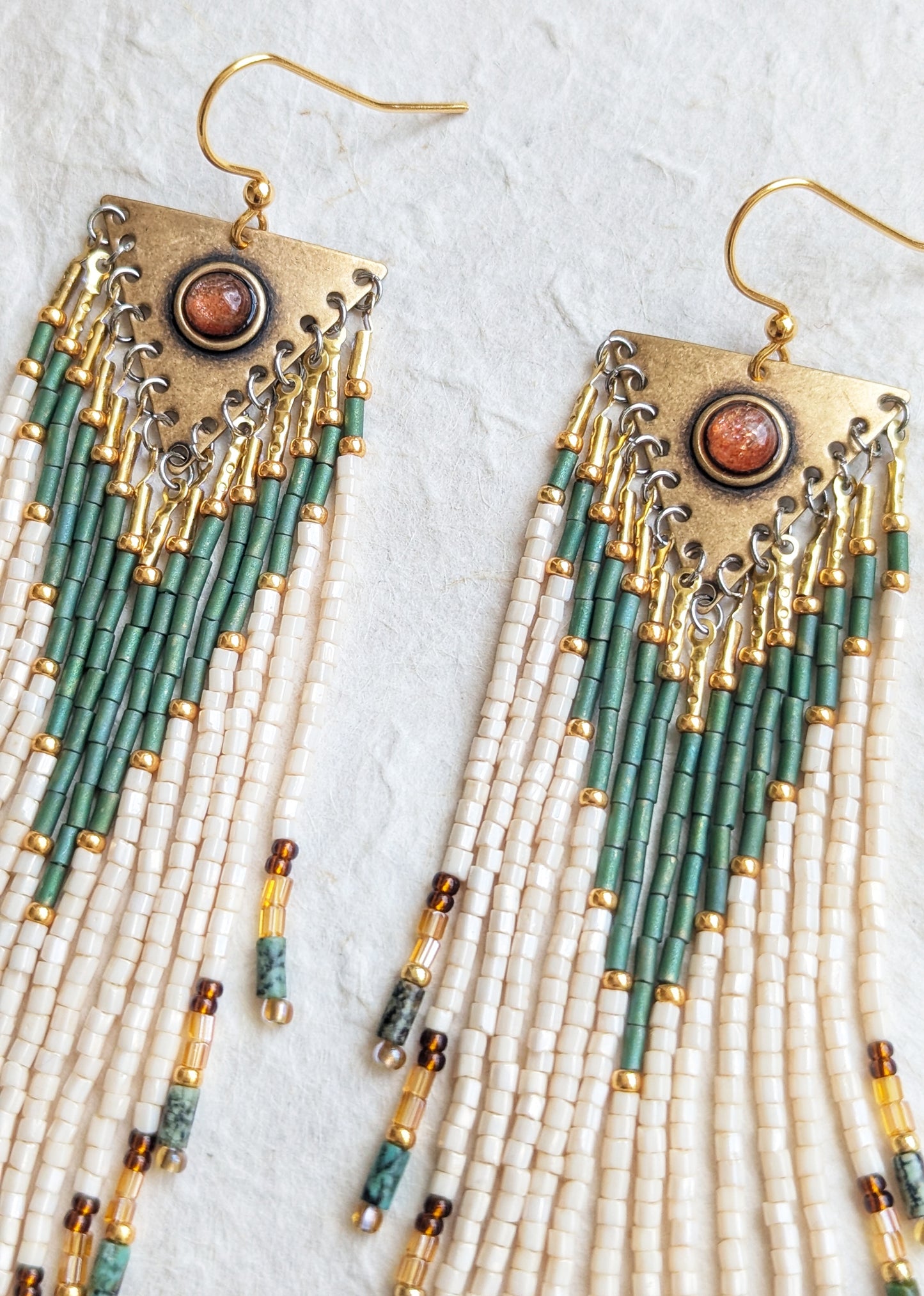 Lupe Sunstone Beaded Earrings