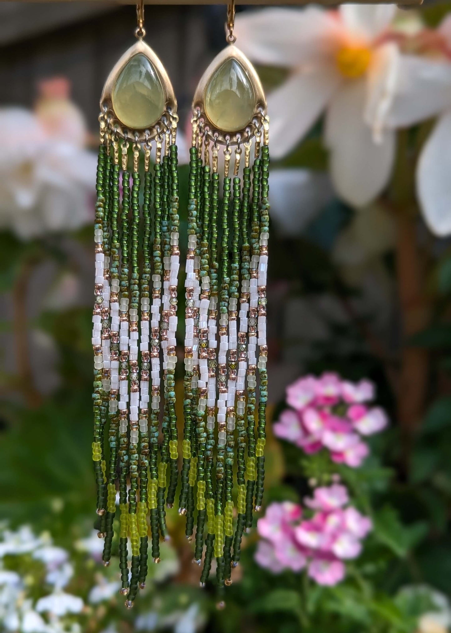 Daphne Lime Green Beaded Earrings