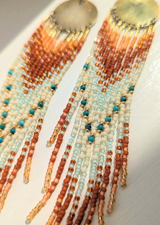 Nampeyo Terracotta Turquoise Beaded Earrings