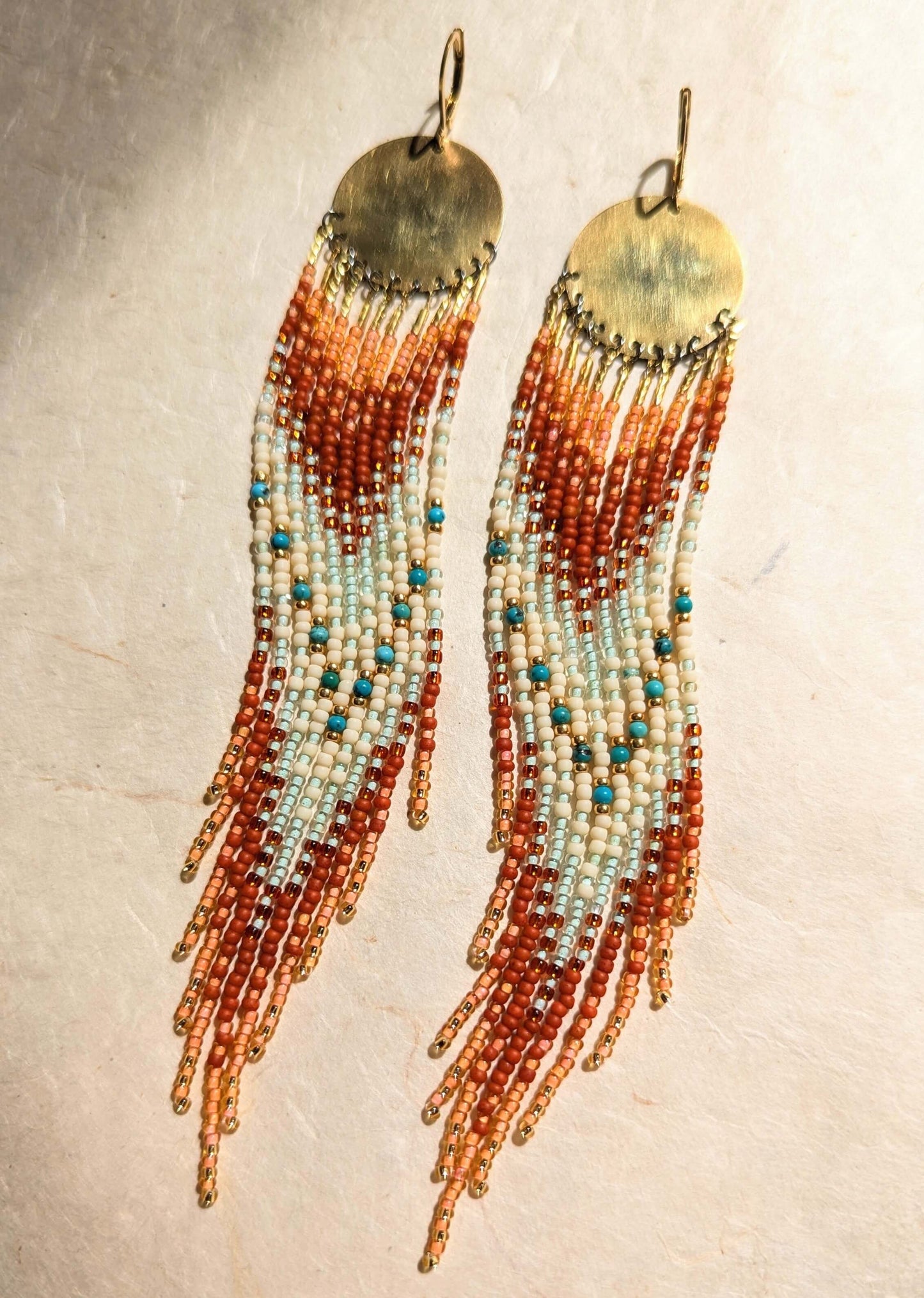Nampeyo Terracotta Turquoise Beaded Earrings