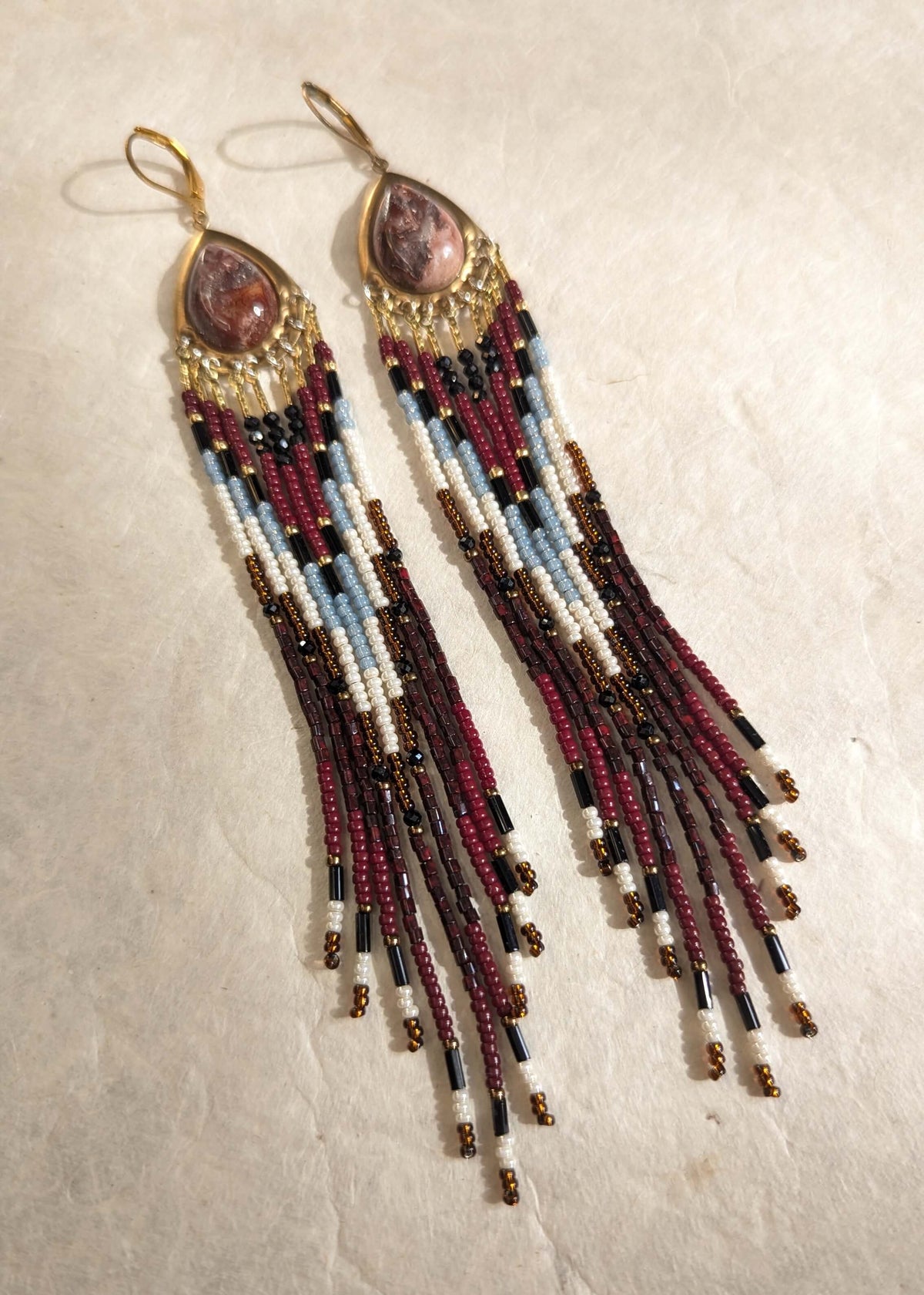 Florence Burgundy Beaded Earrings
