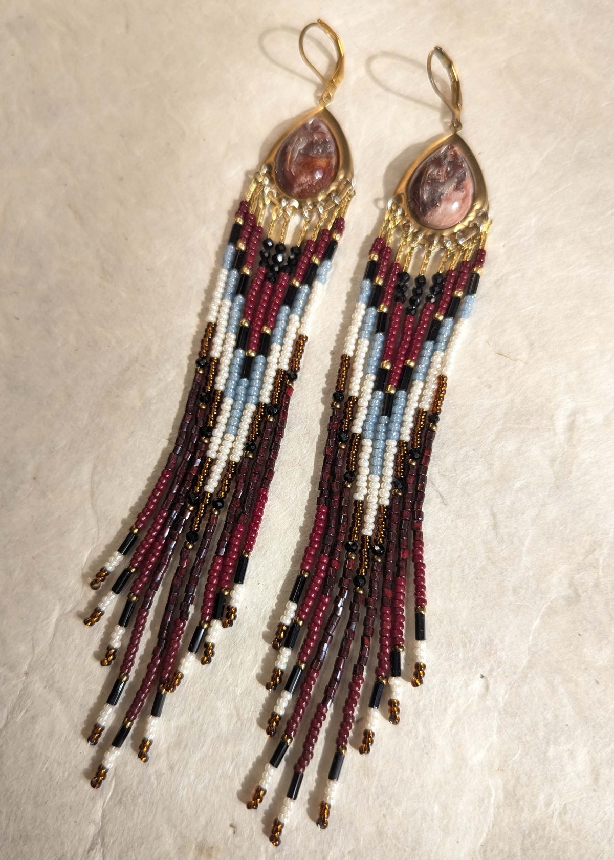 Florence Burgundy Beaded Earrings