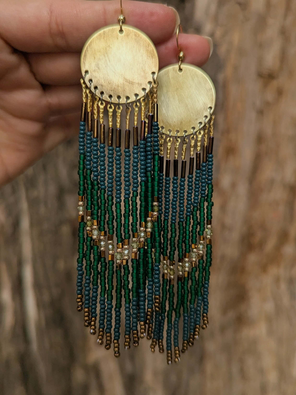 Maxima Green Beaded Earrings