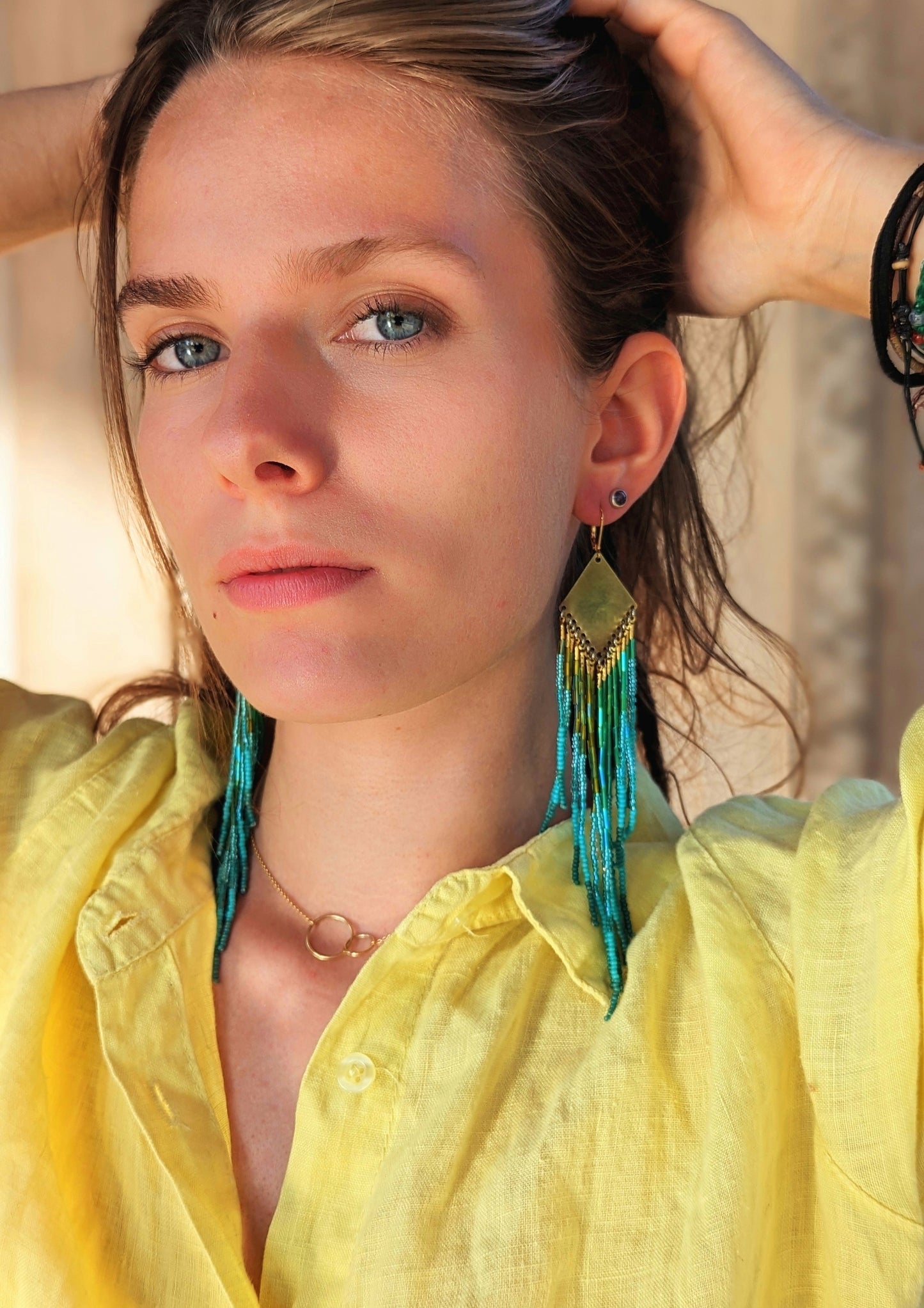 Brundtland Green Seed Bead Earrings