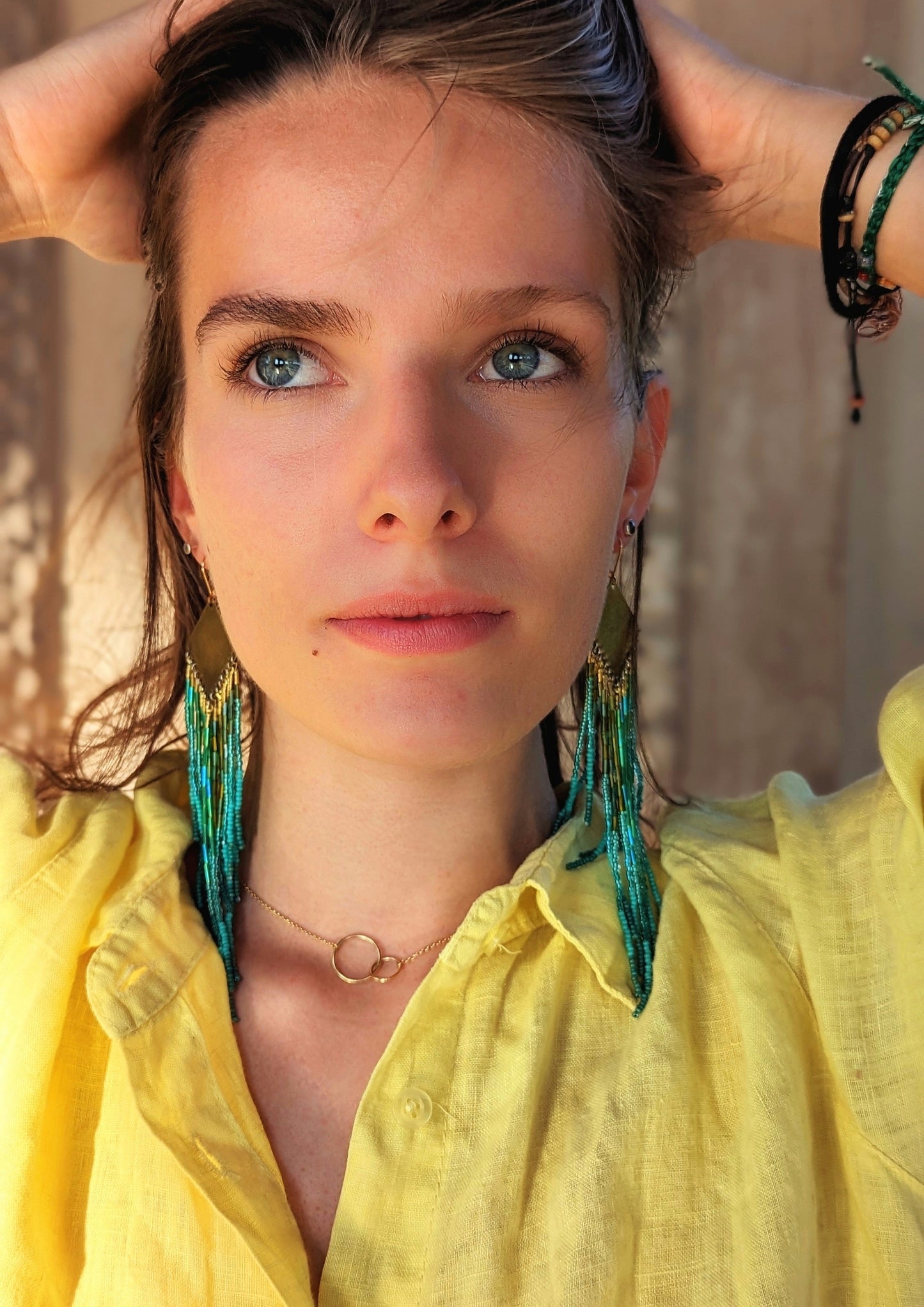 Brundtland Green Seed Bead Earrings