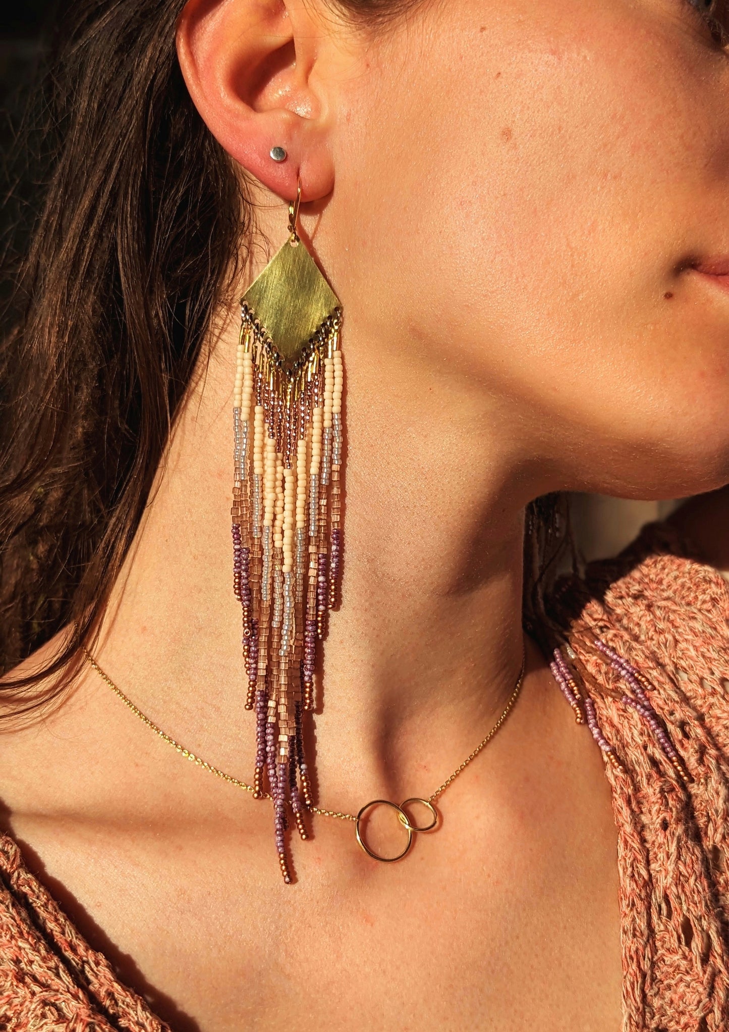 de Beauvoir Lilac Beaded Earrings
