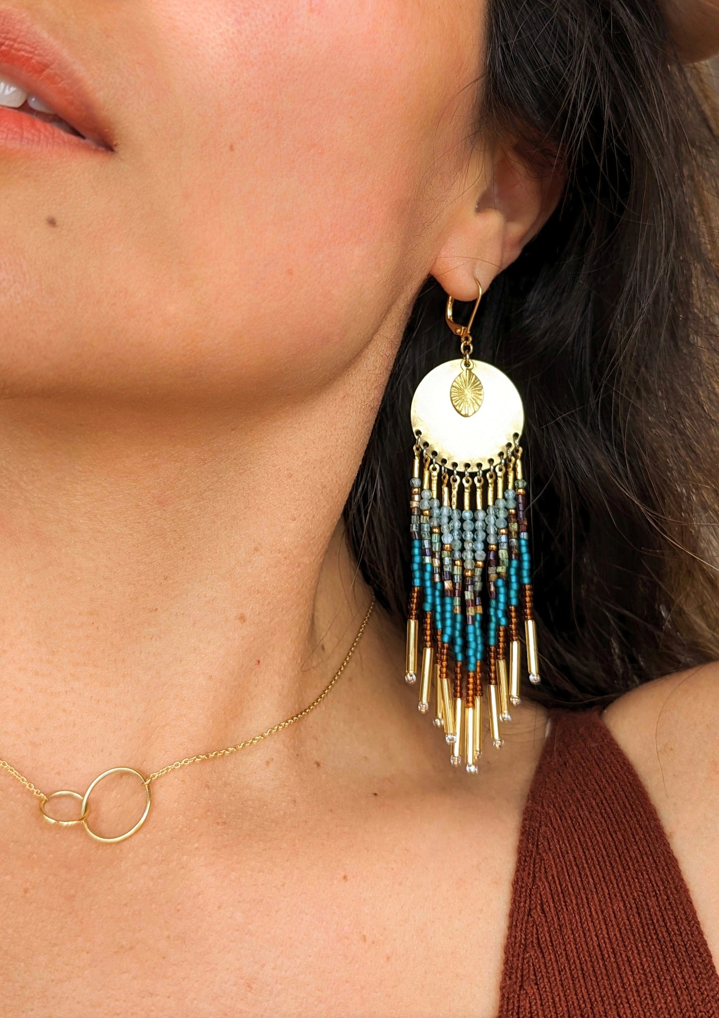 Autumn Apatite Seed Bead Earrings