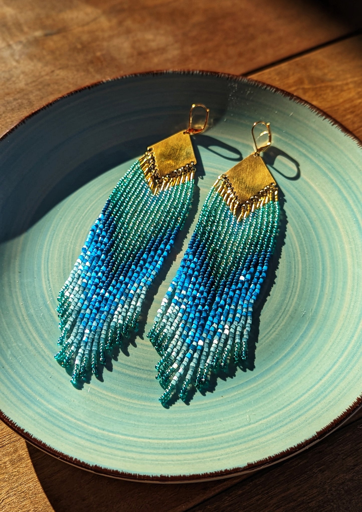 Sylvia Aqua Ombre Seed Bead Earrings