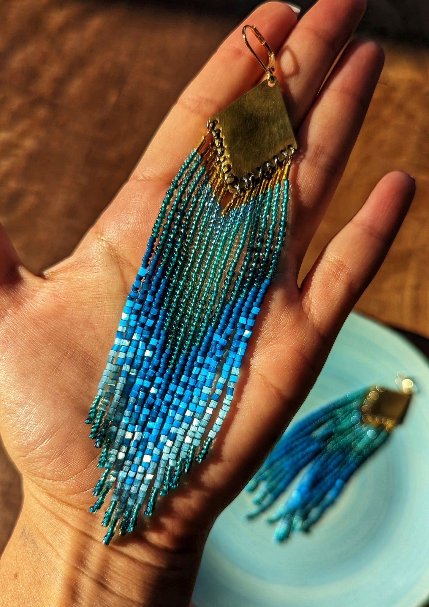 Sylvia Aqua Ombre Seed Bead Earrings