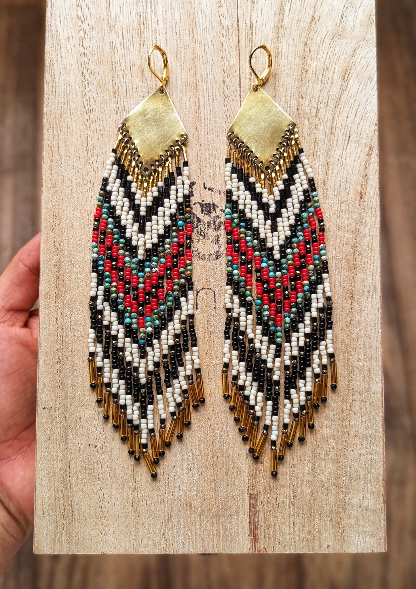 Chavela Red & Turquoise Seed Beaded Earrings