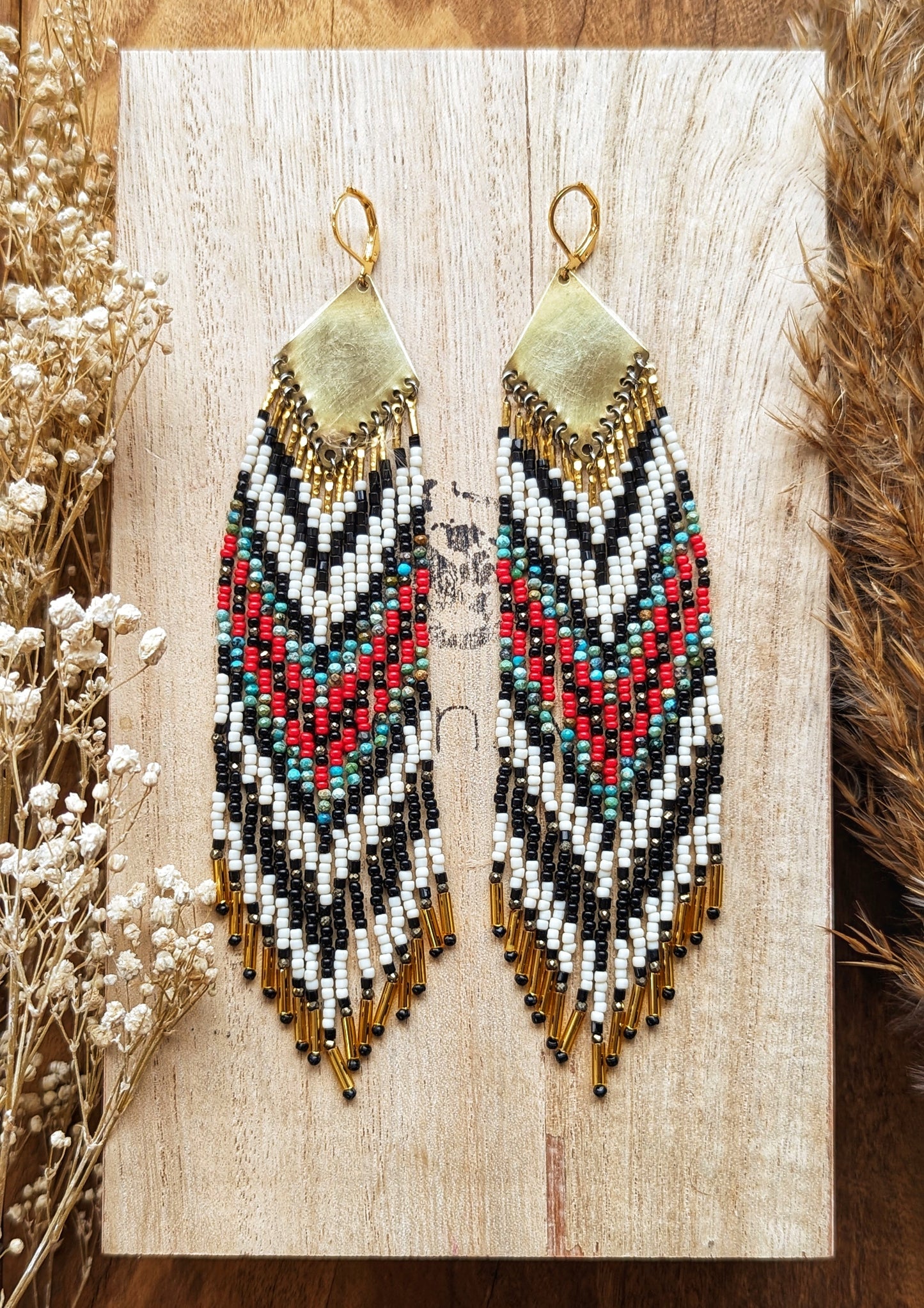 Chavela Red & Turquoise Seed Beaded Earrings