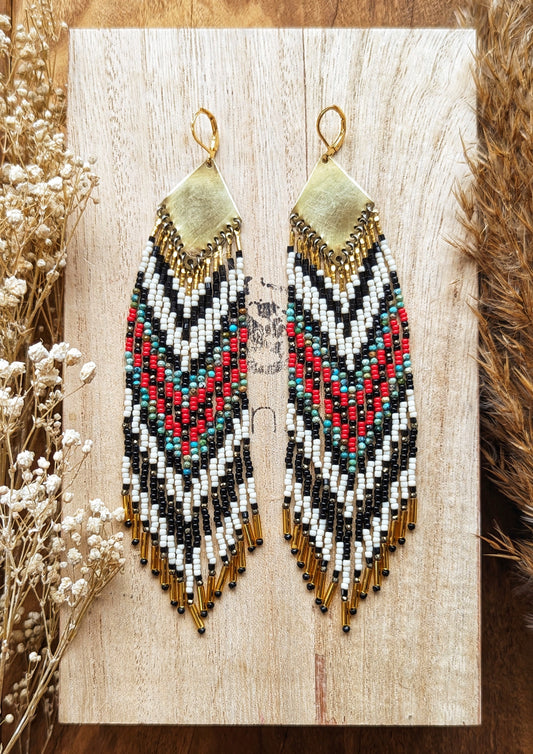 Chavela Red & Turquoise Beaded Earrings