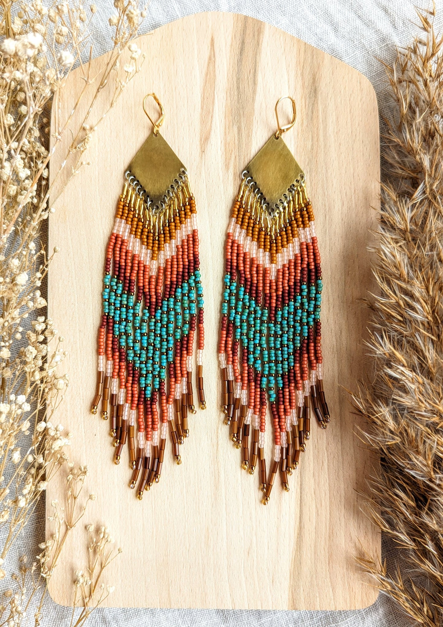 Boucles d'Oreilles Perles Toni Turquoise & Terracotta