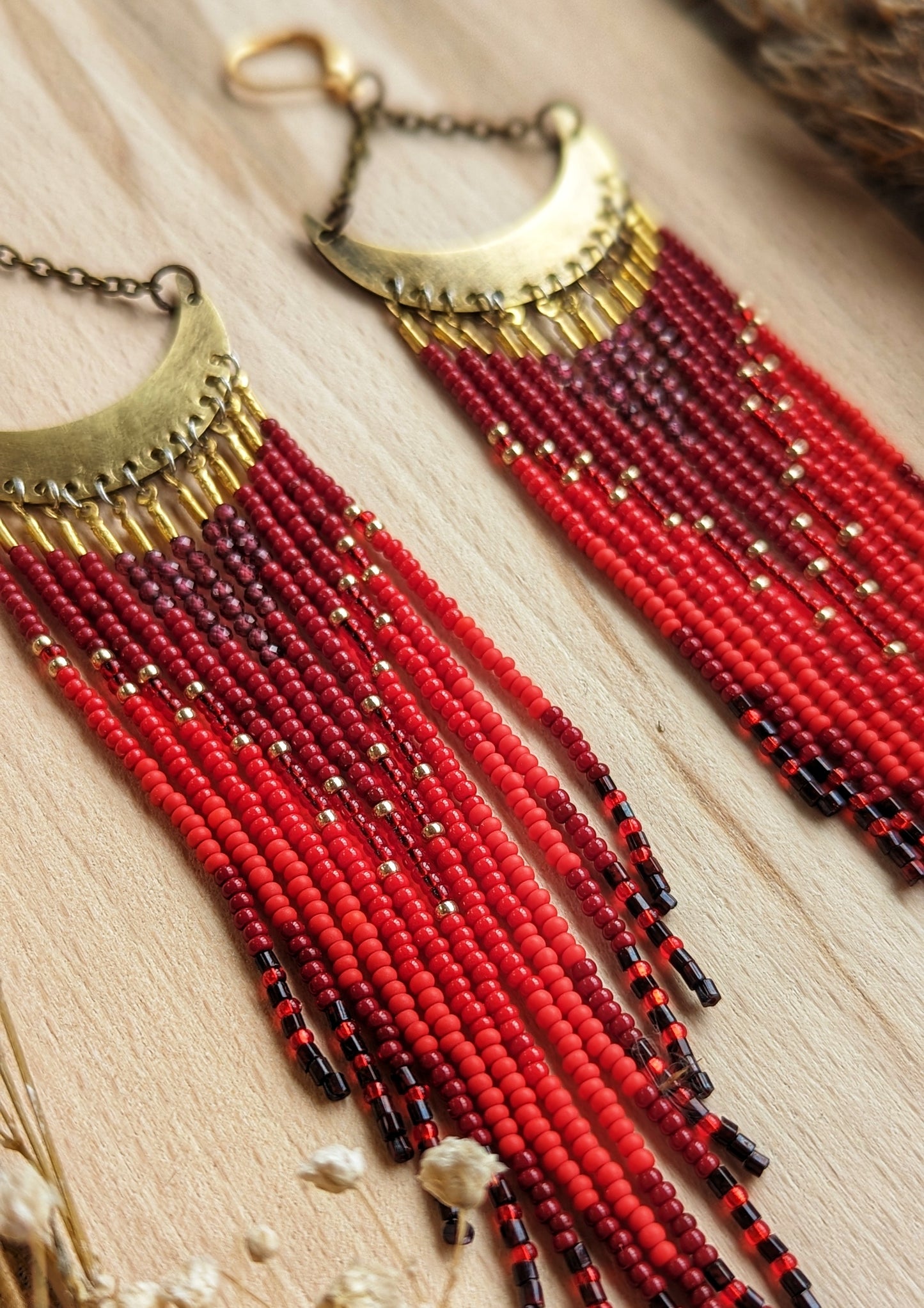 Jezebel Bloody Moon Seed Bead Earrings