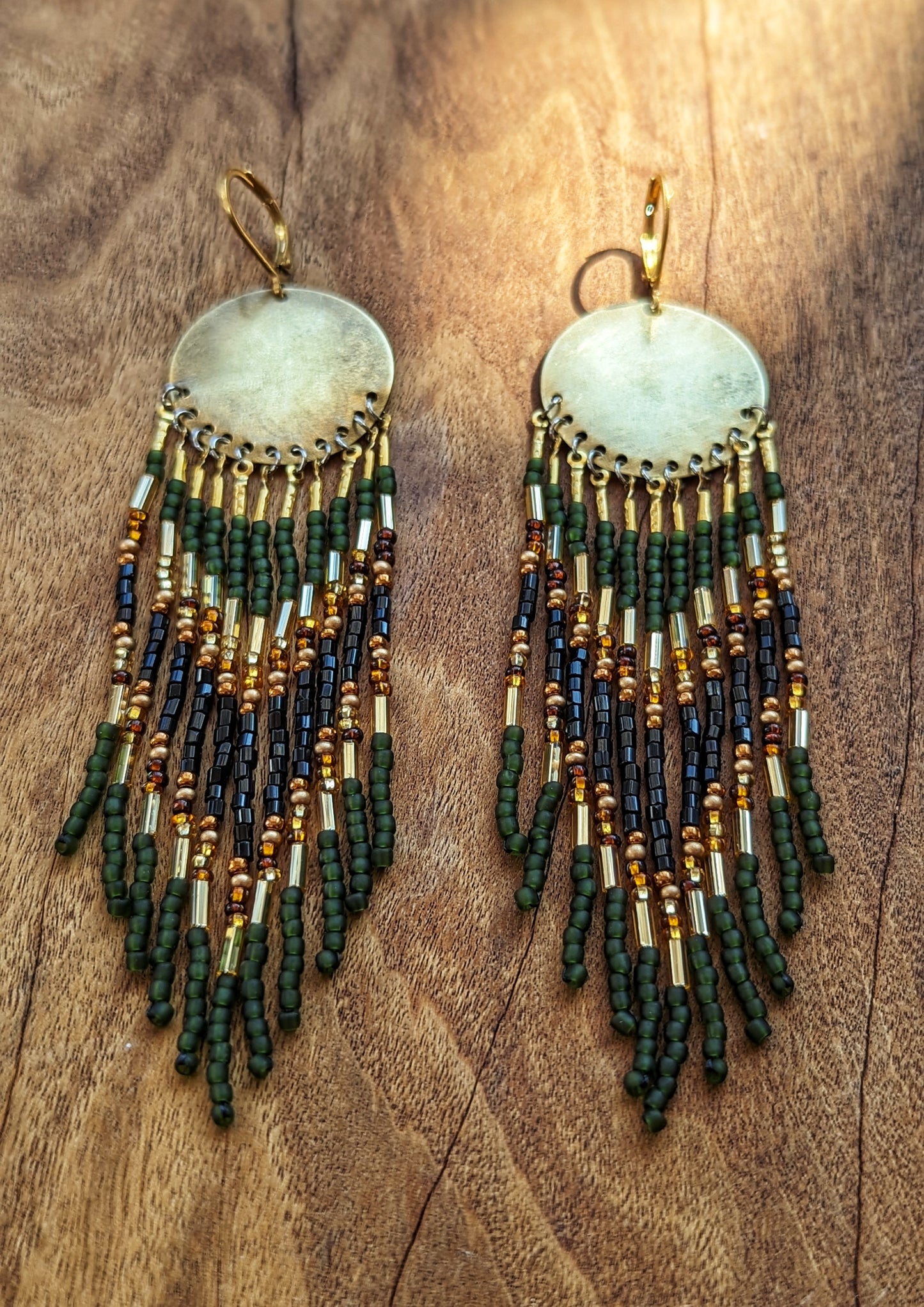 Aisholpan Golden Forest Seed Bead Earrings