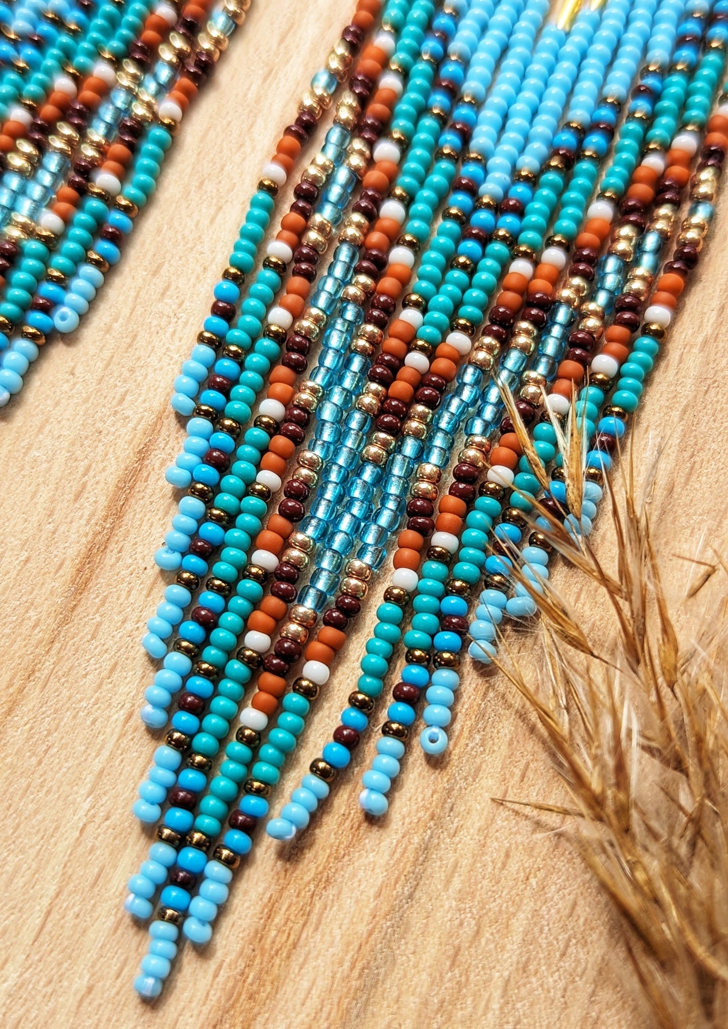 Boucles d'oreilles perlées turquoise du sud-ouest d'automne