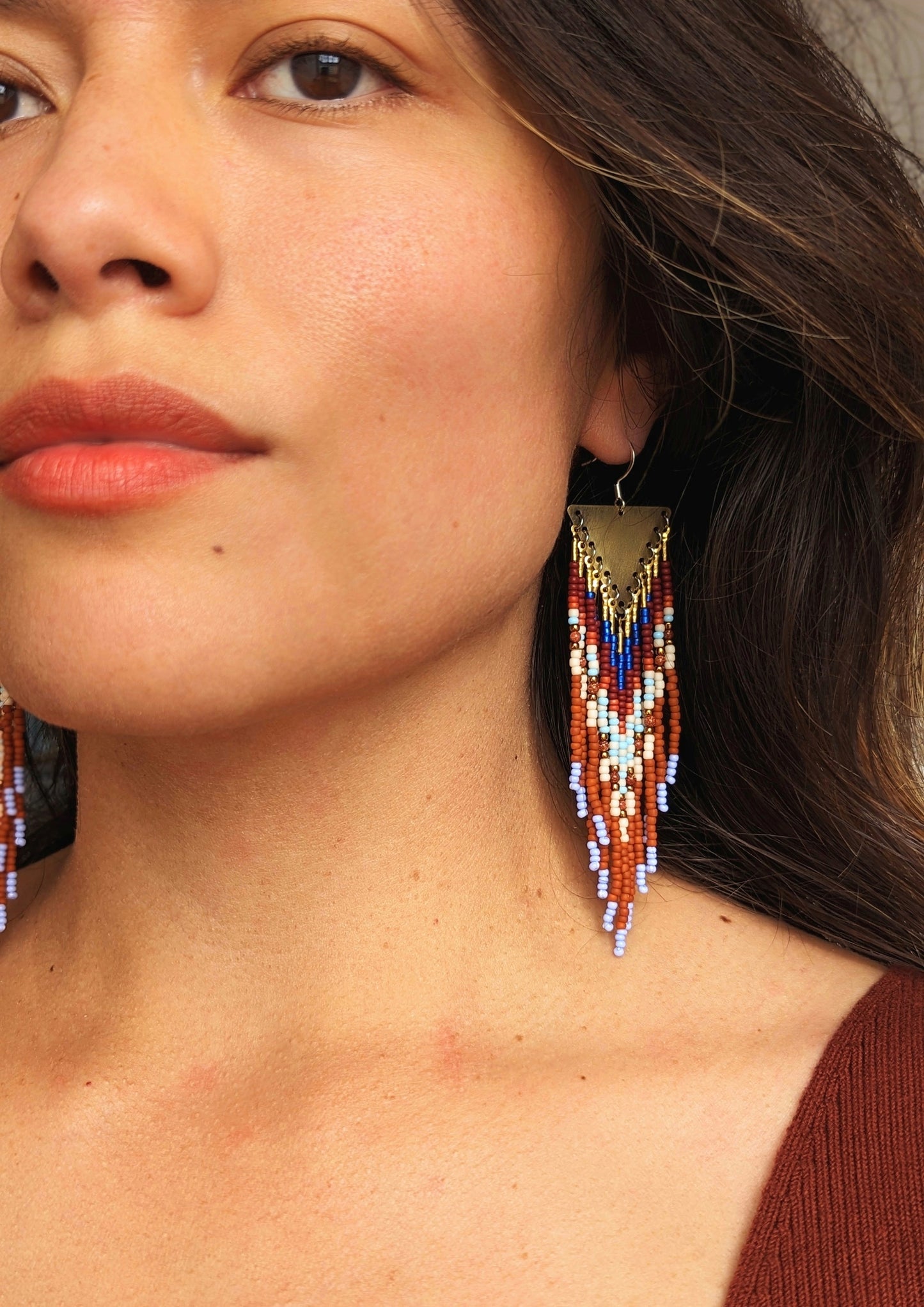 Boucles d'oreilles en perles de terre cuite du sud-ouest de Sanna