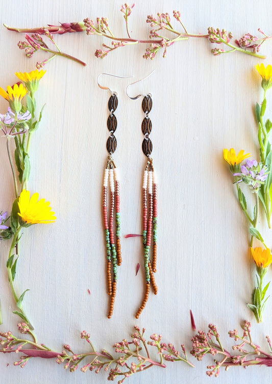 Vivienne Coral Boho Beaded Earrings