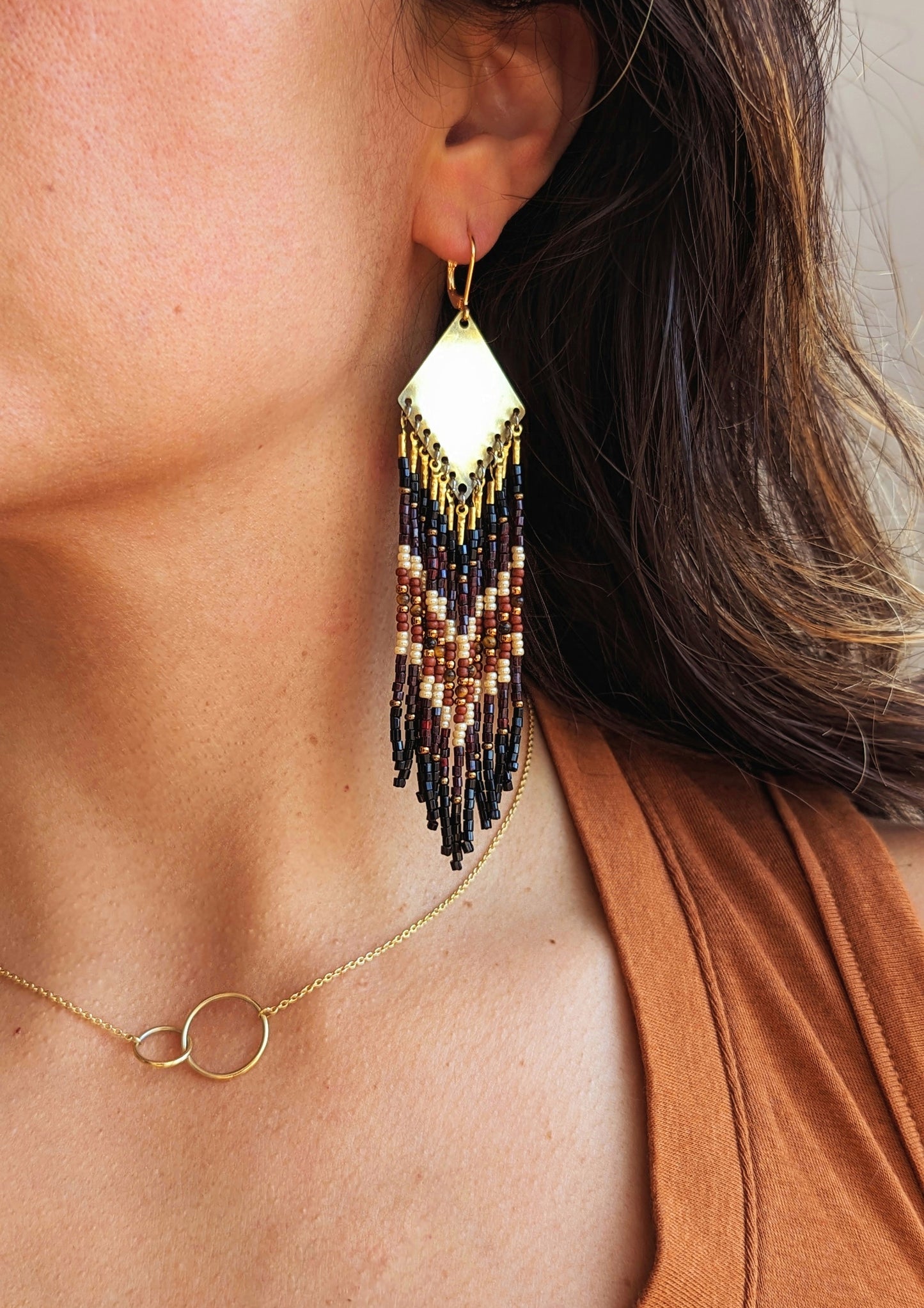 Chiapas Tiger Eye Beaded Earrings