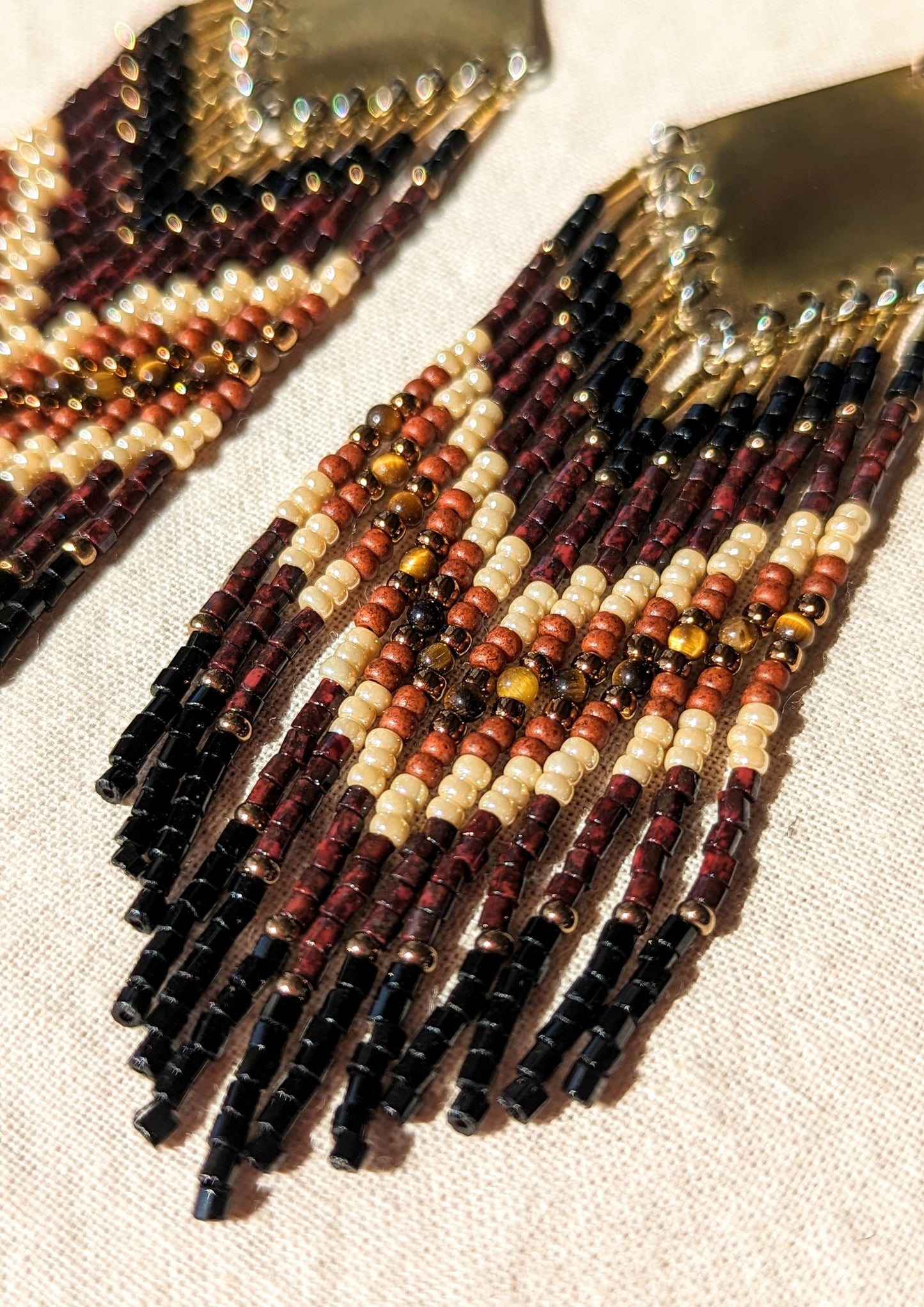 Chiapas Tiger Eye Beaded Earrings