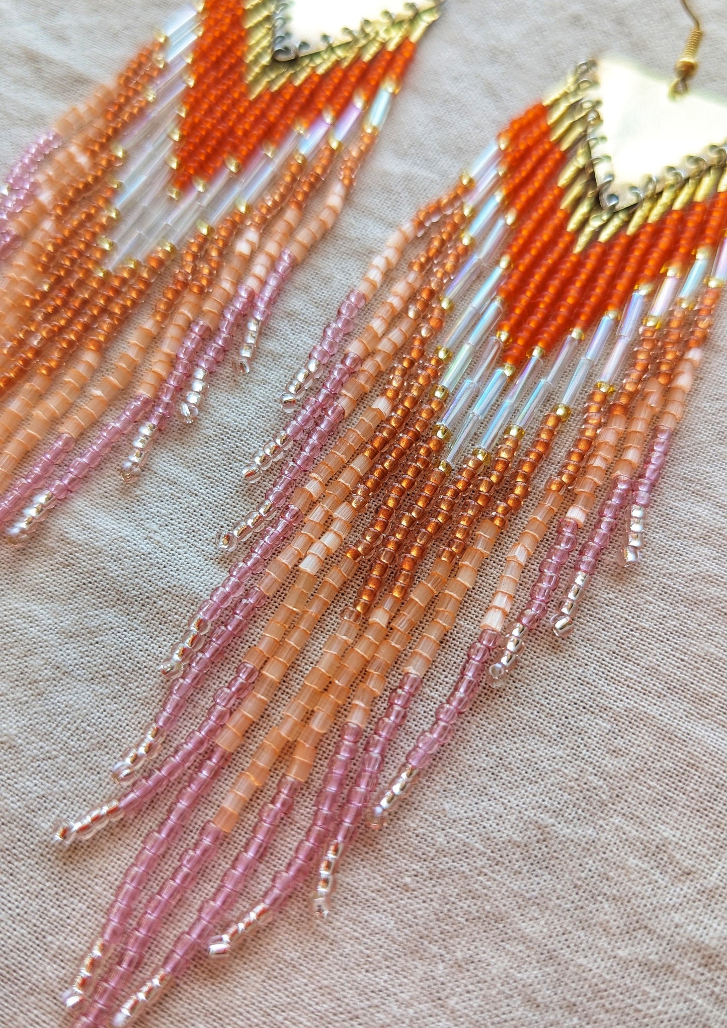 Ruth Iridescent Orange Beaded Earrings