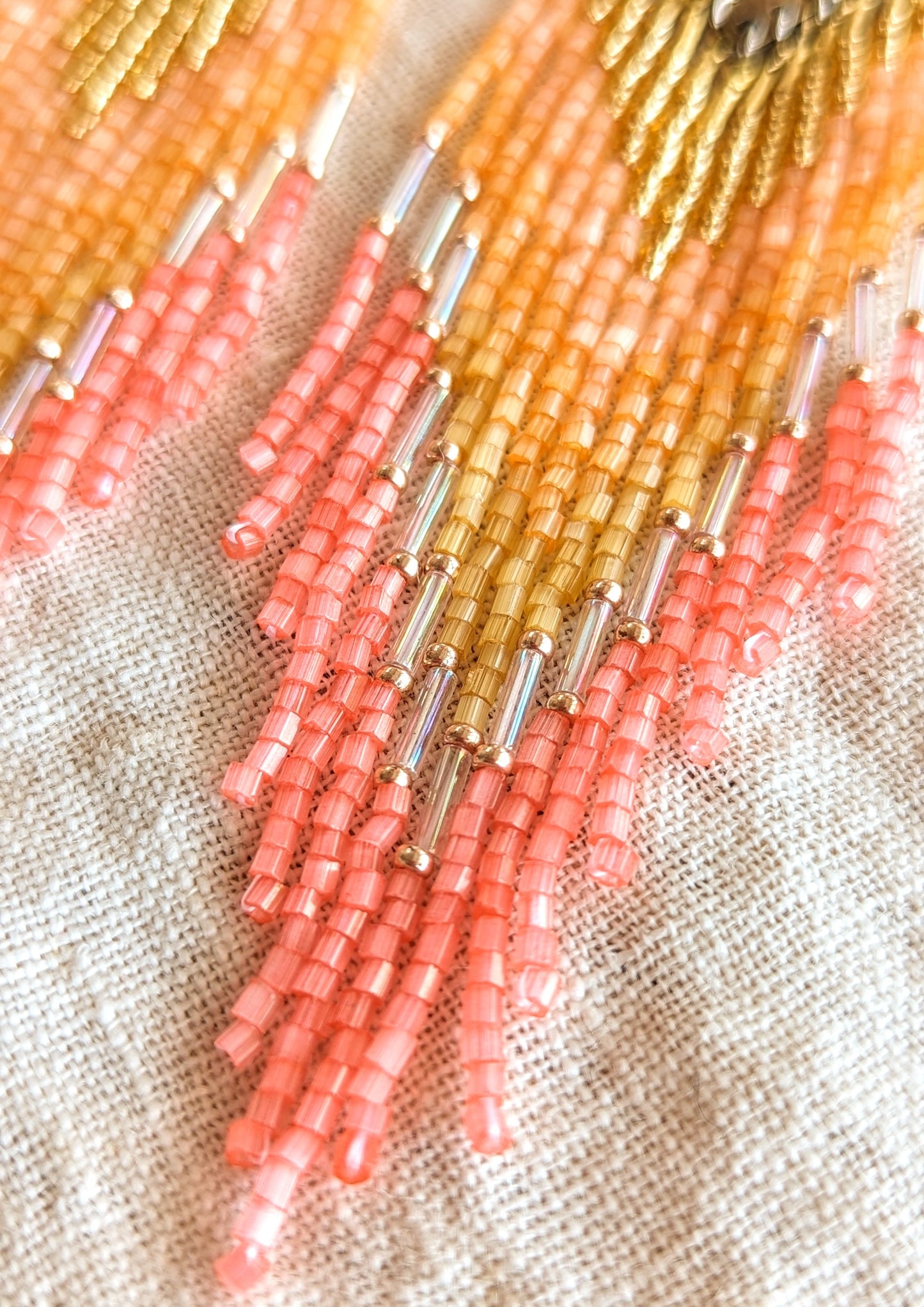 Greta Peach Pink Beaded Earrings