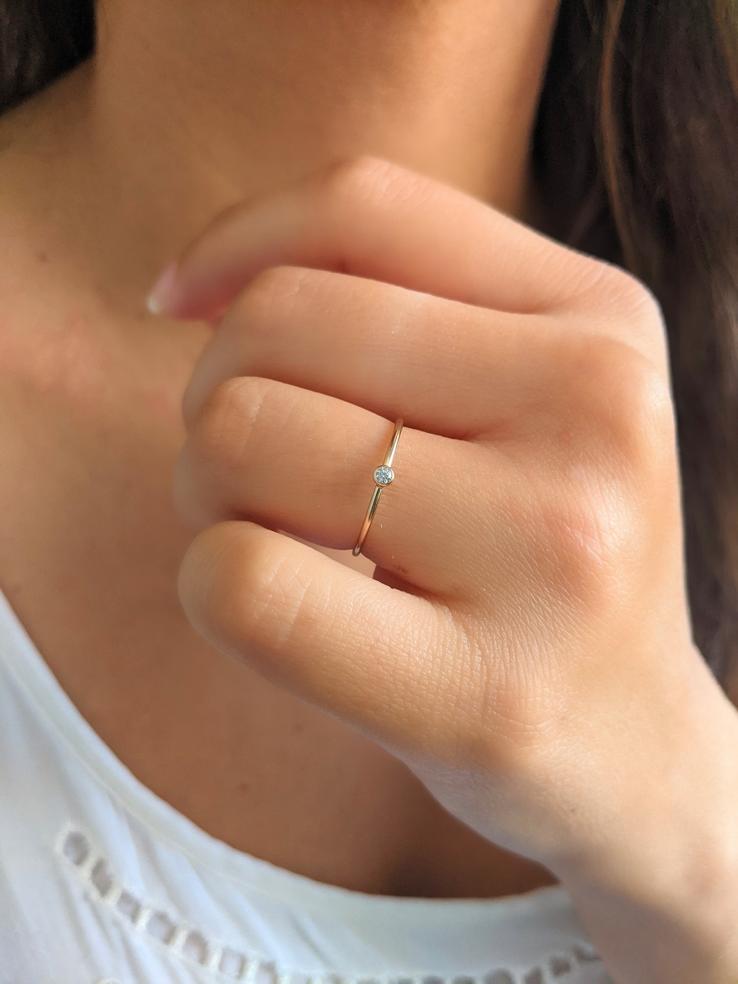 Rupi Gold Filled Dainty CZ Stacking Ring