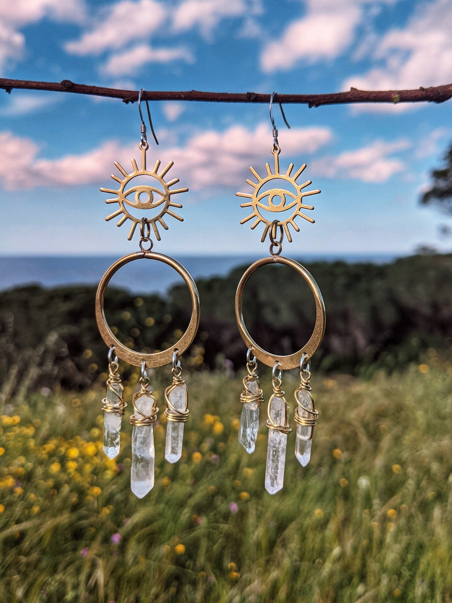 Helia Evil Eye Quartz Hoop Earrings