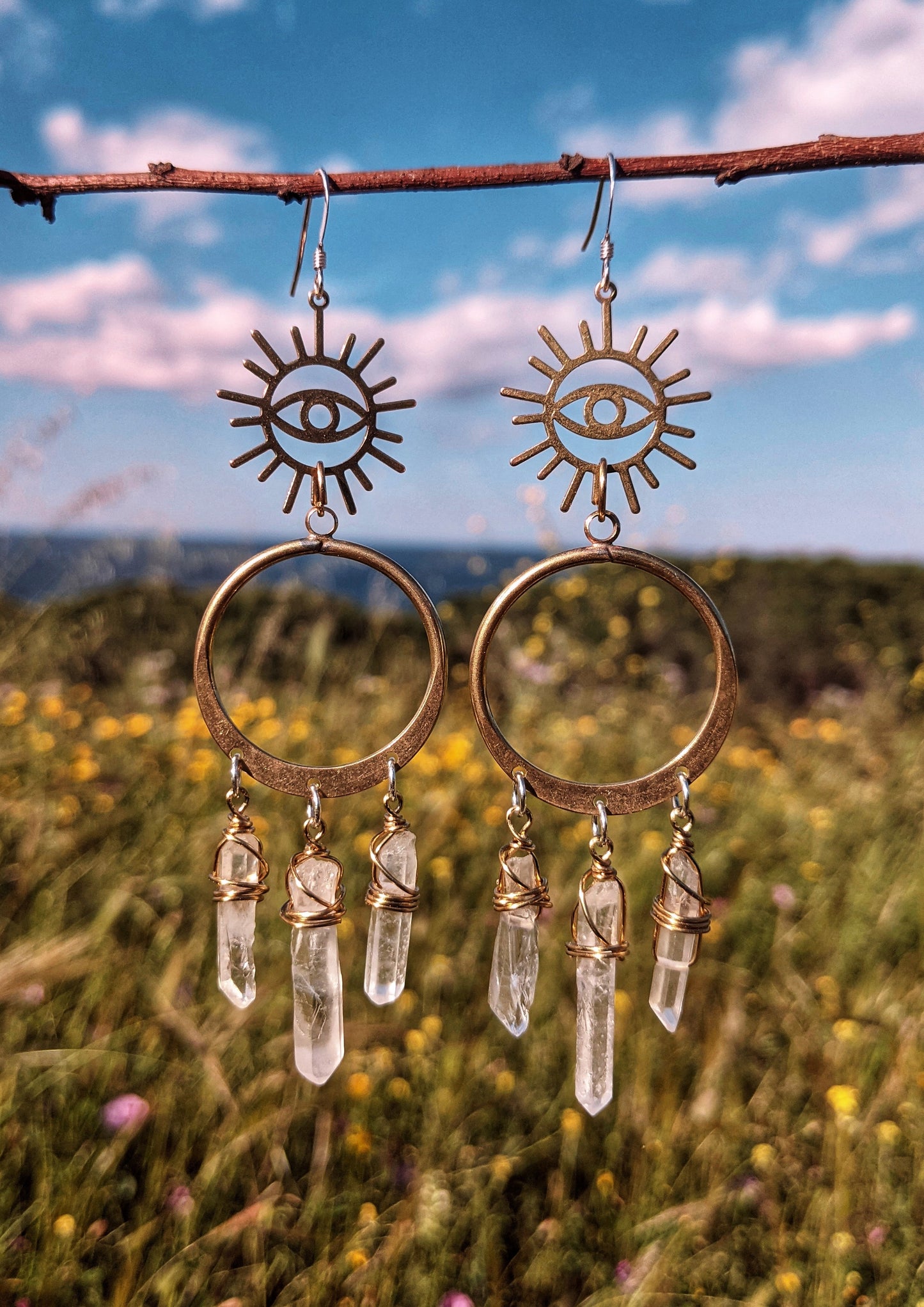 Helia Evil Eye Quartz Hoop Earrings