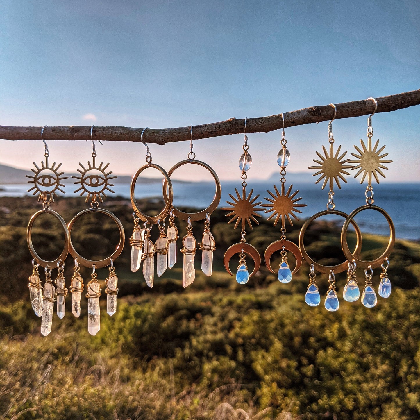 Helia Evil Eye Quartz Hoop Earrings