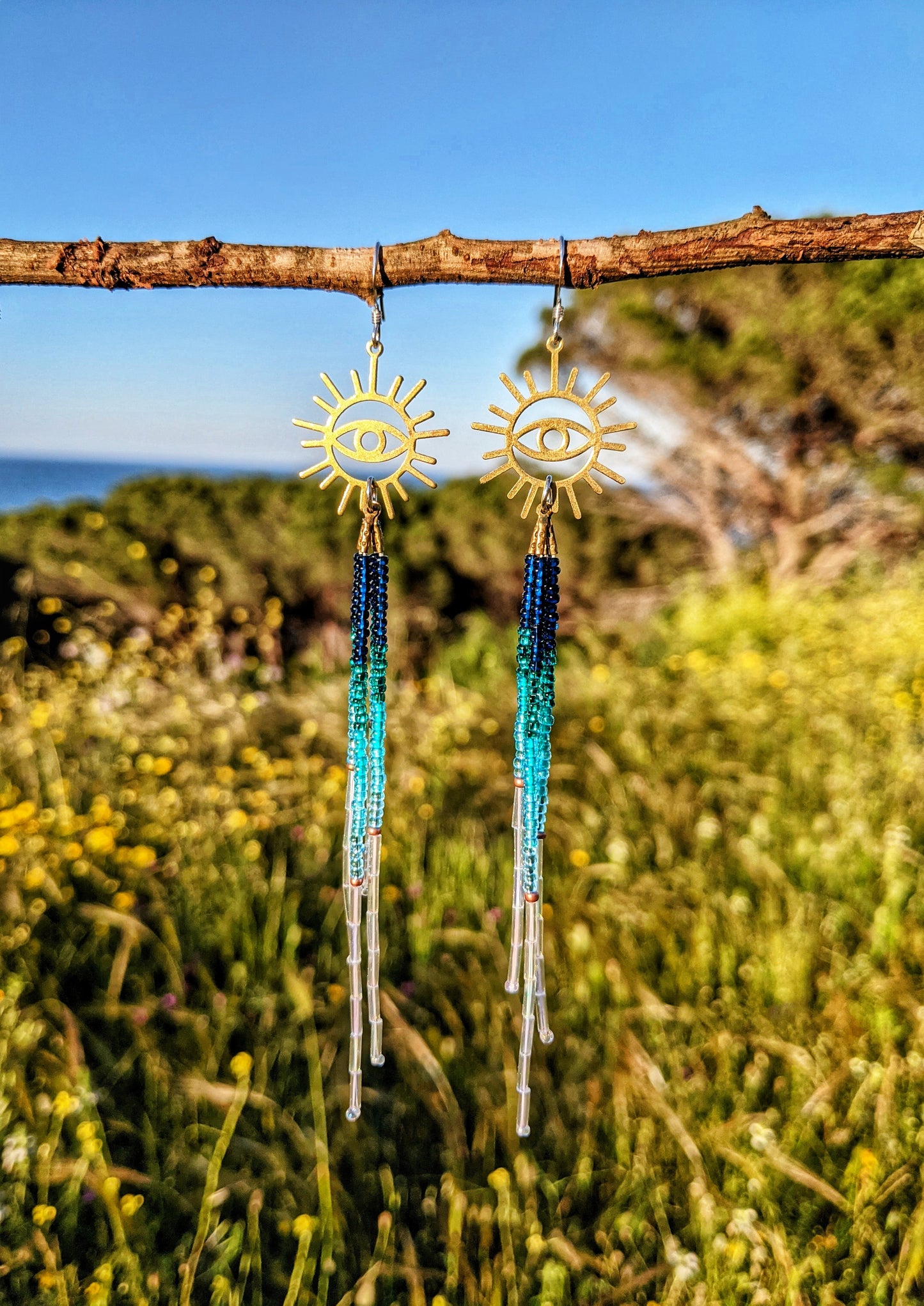 Vreeland Blue Ombre Evil Eye Earrings