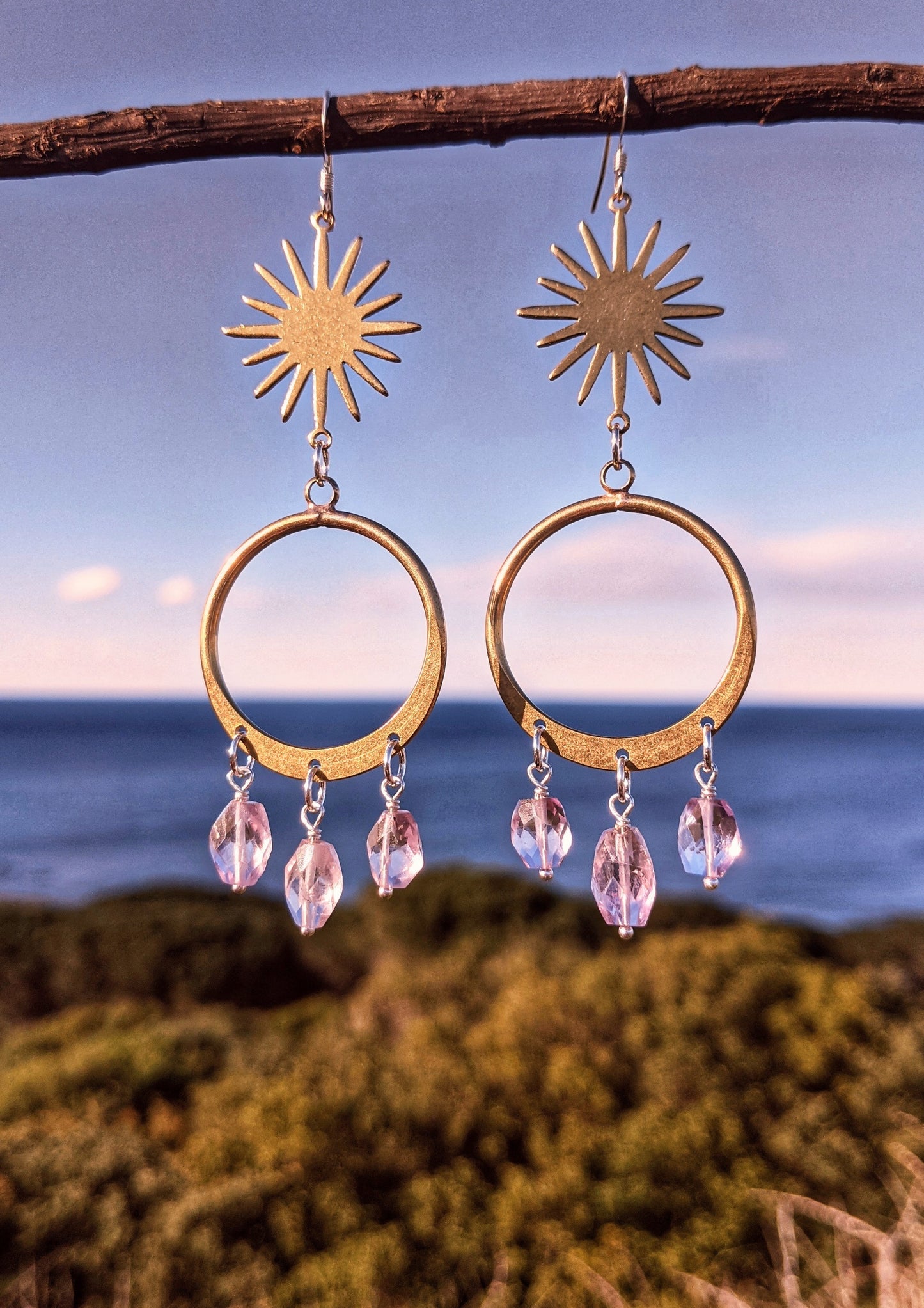 Boucles d'oreilles Theia Gold Sunburst Améthyste