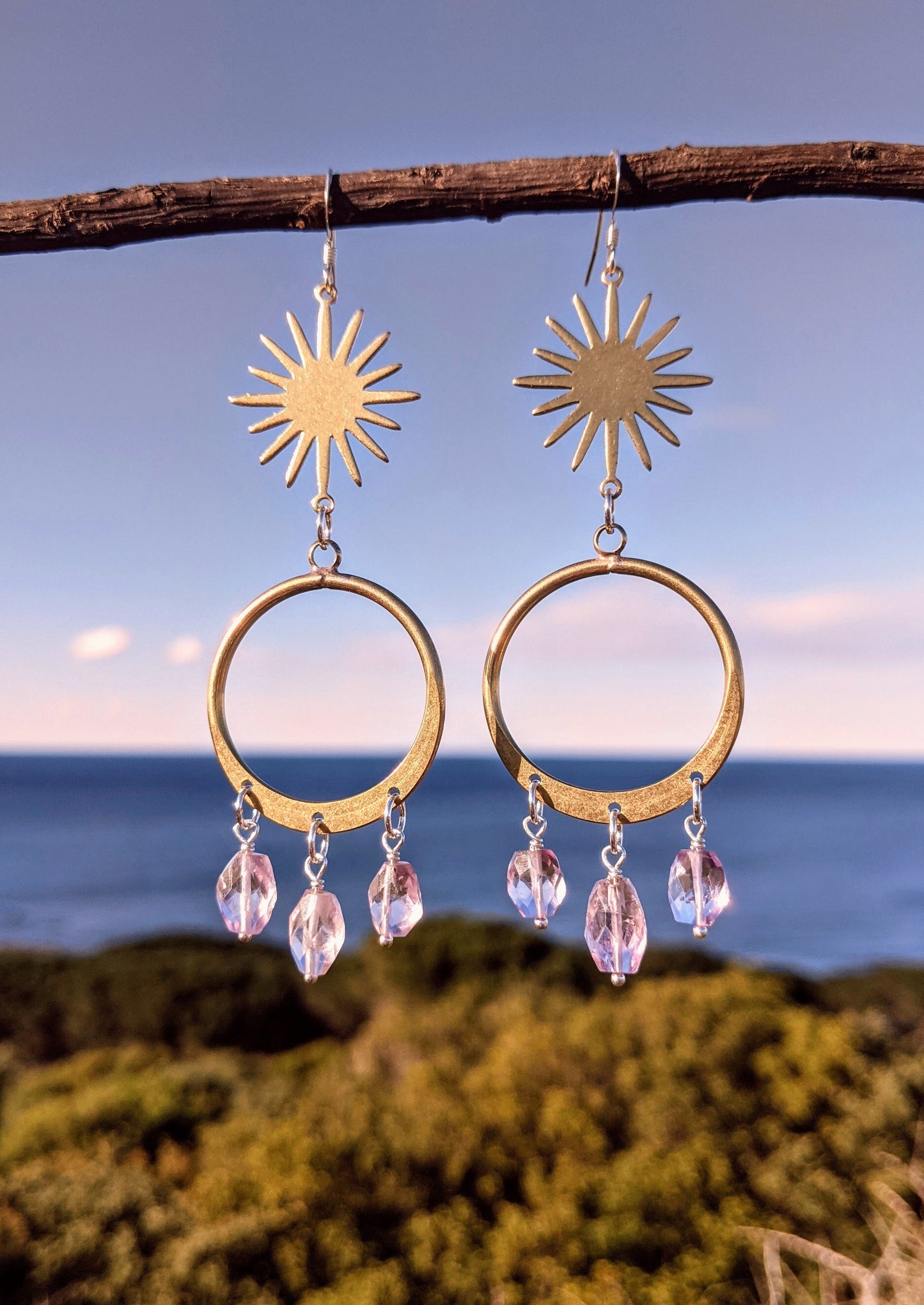Boucles d'oreilles Theia Gold Sunburst Améthyste