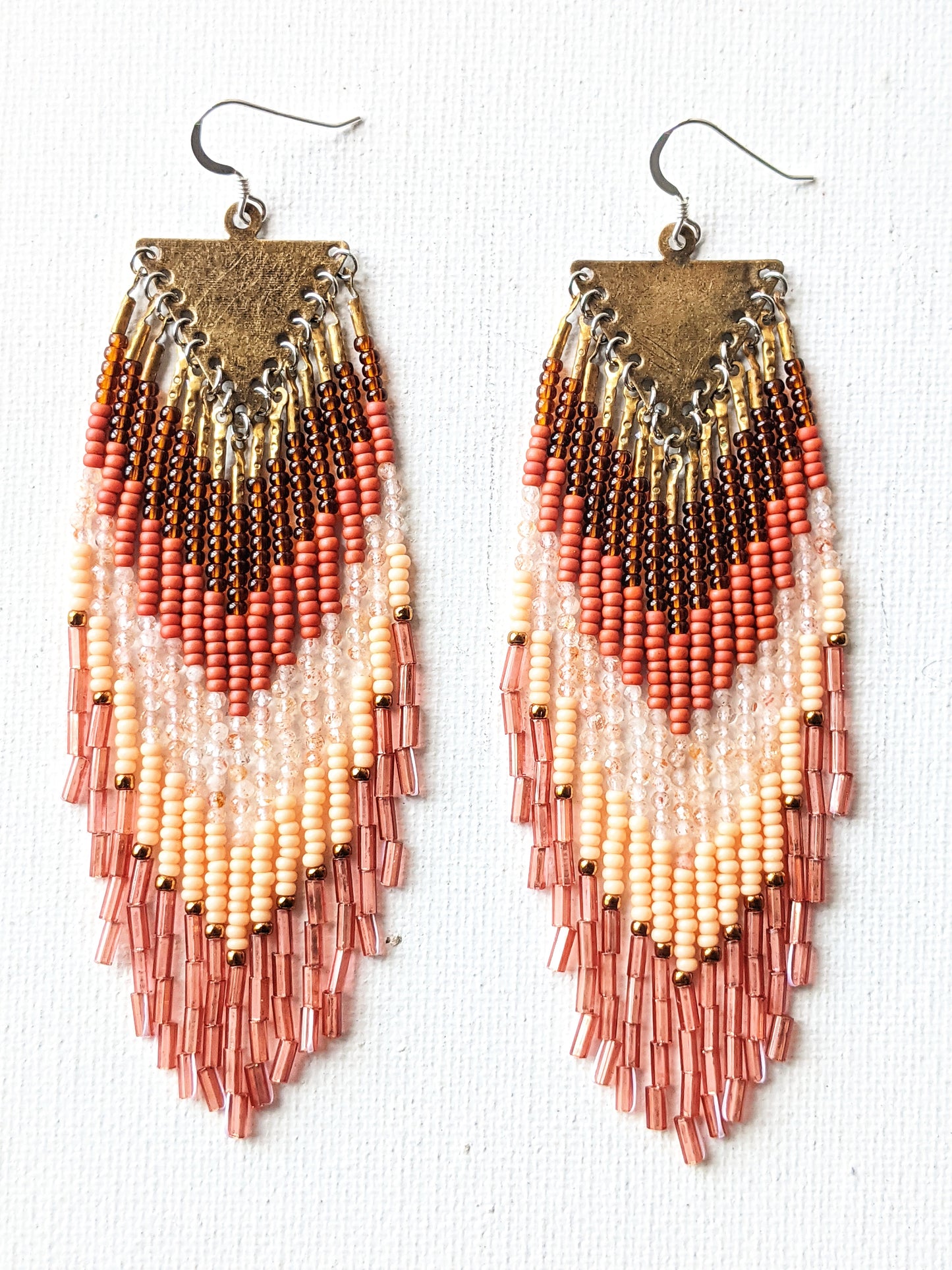 Huda Peach Moonstone Fringe Earrings