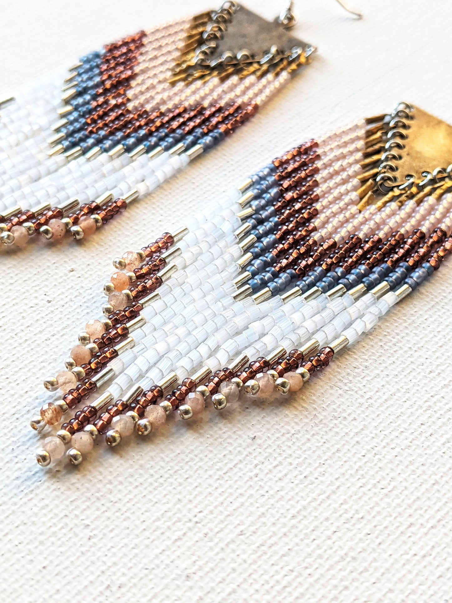 Jameela White Satin Fringe Earrings