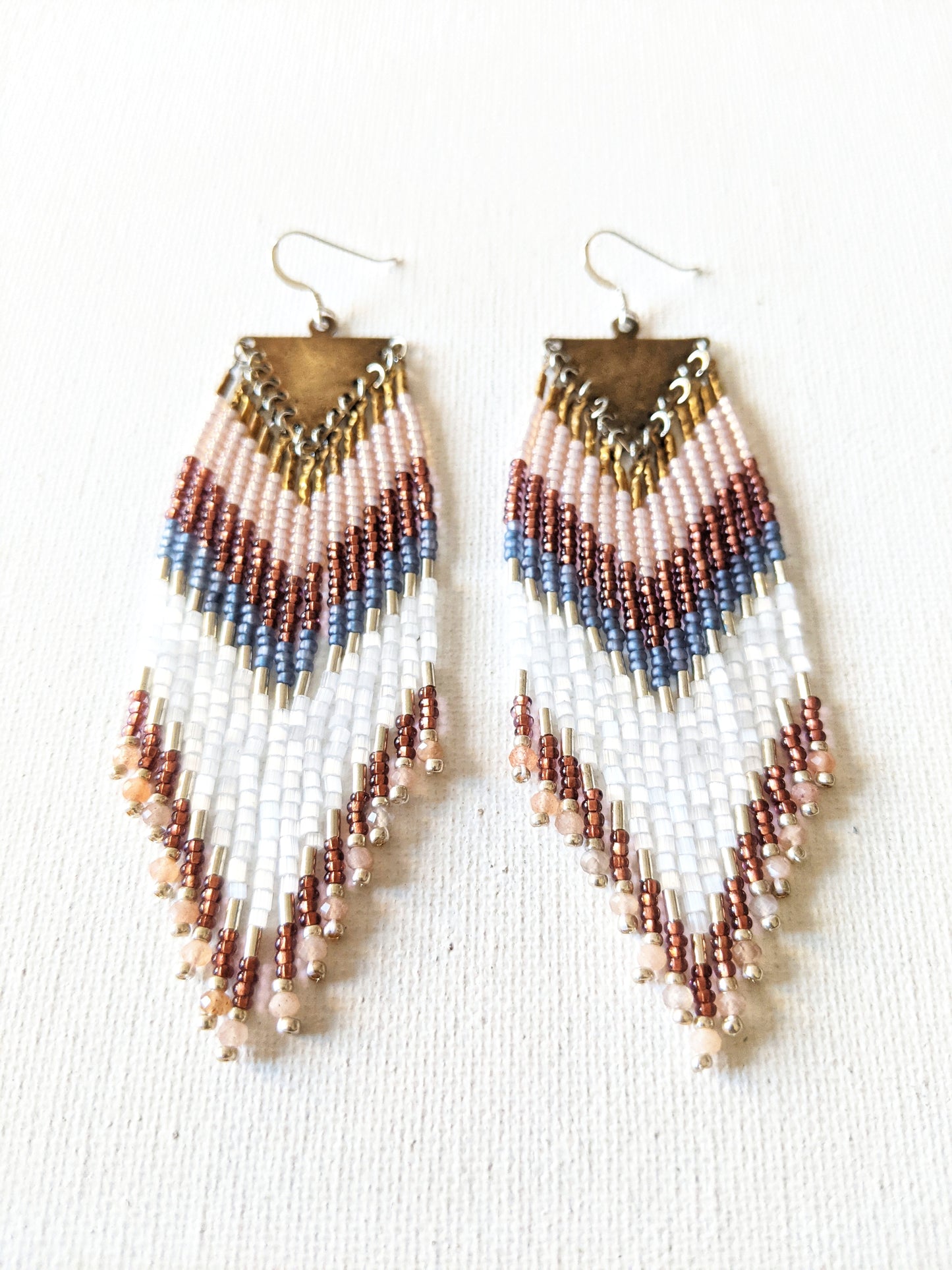 Jameela White Satin Fringe Earrings