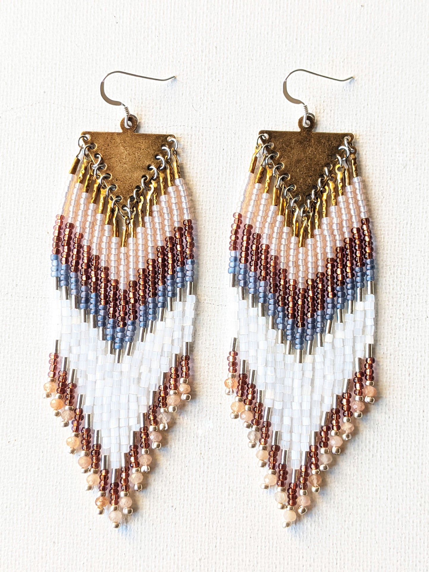 Jameela White Satin Fringe Earrings