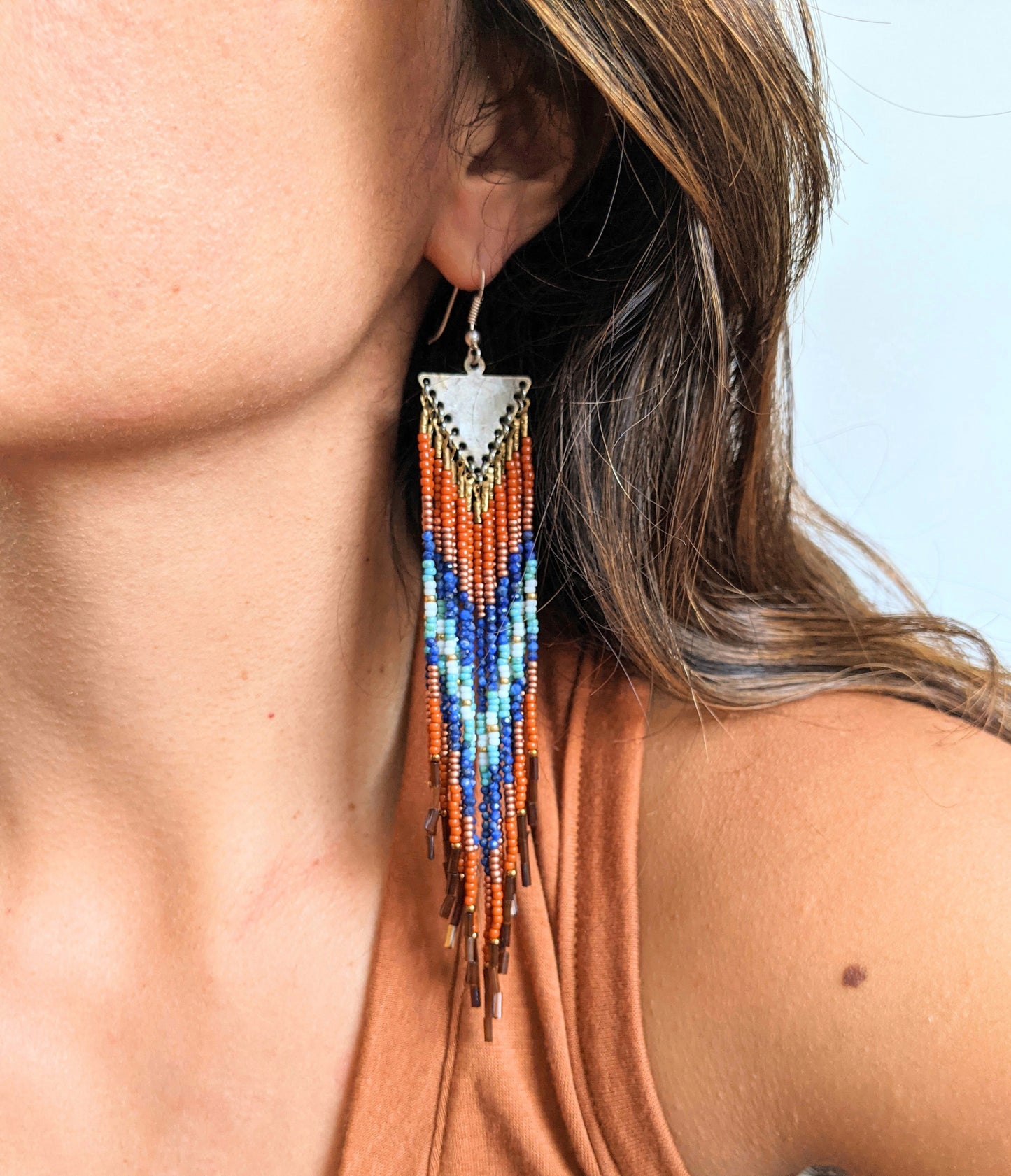 Maya Zion Lapis Beaded Earrings