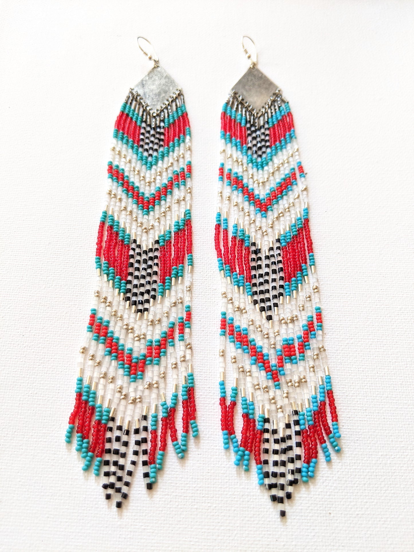 Misty Extra Long Native Beaded Earrings