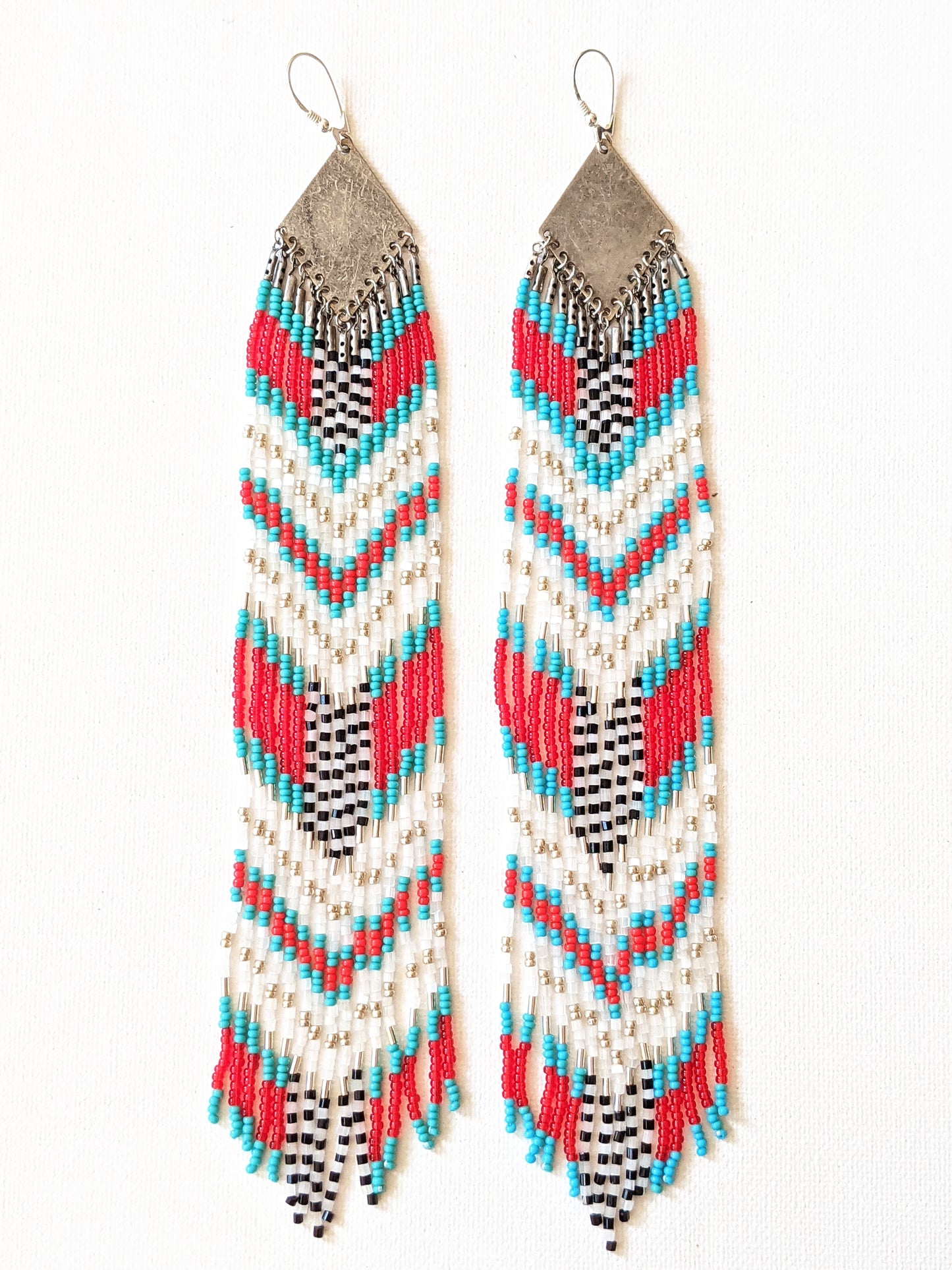Misty Extra Long Native Beaded Earrings