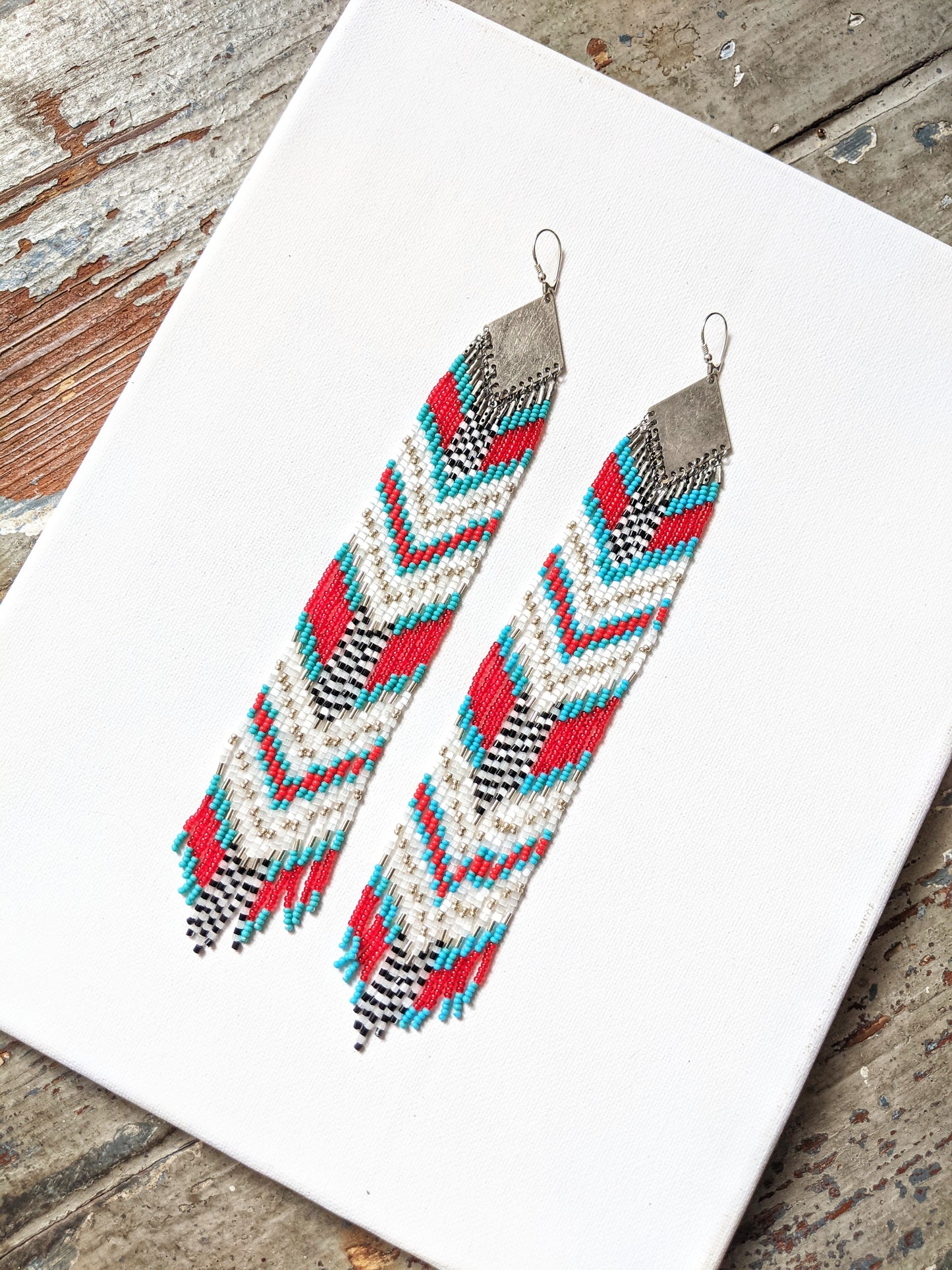 Misty Extra Long Native Beaded Earrings