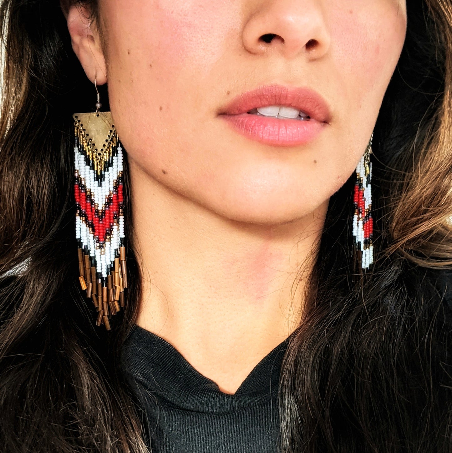 Juana Red Chevron Earrings