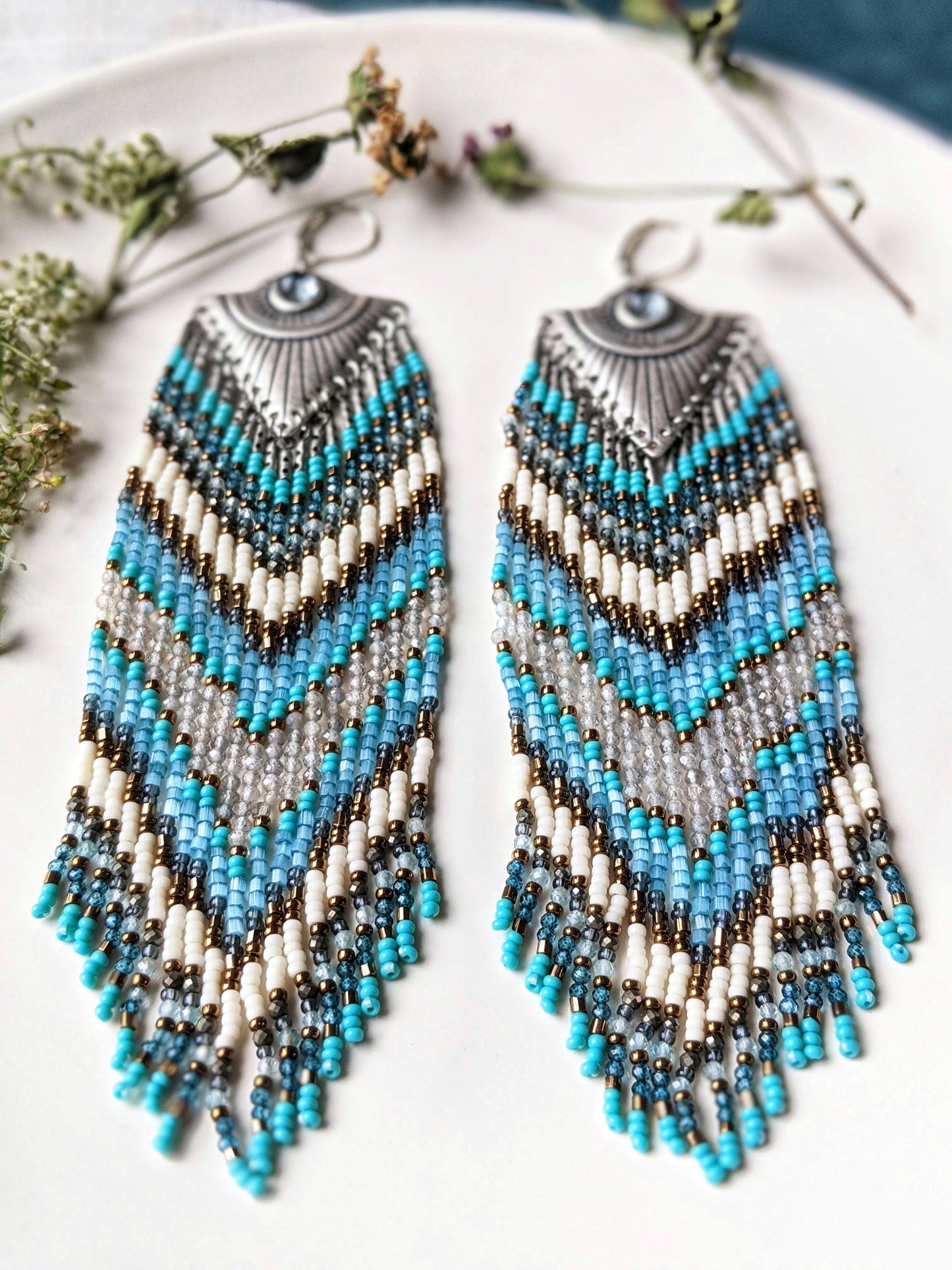 Joan of Arc Blue Chevron Earrings