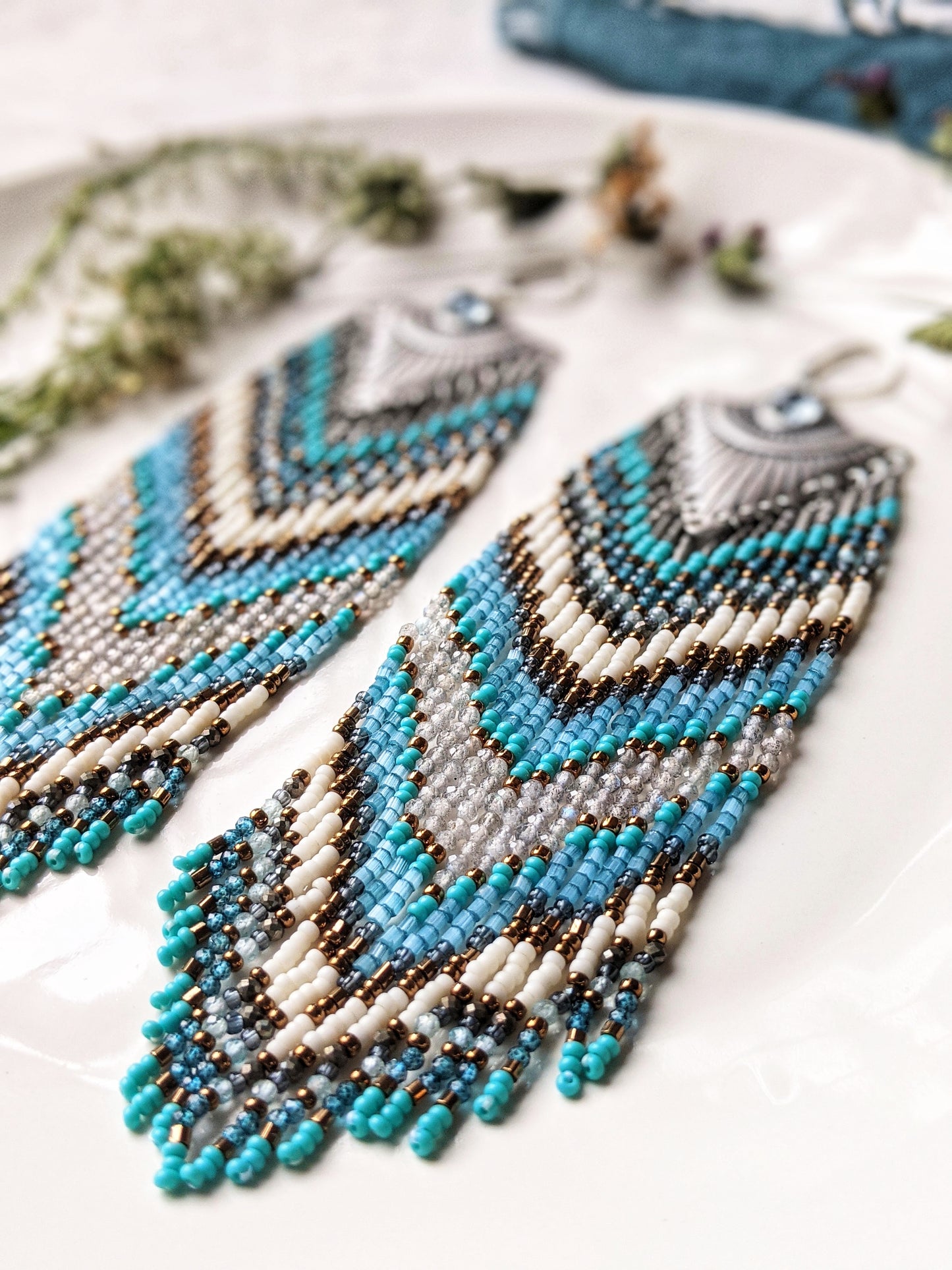 Joan of Arc Blue Chevron Earrings