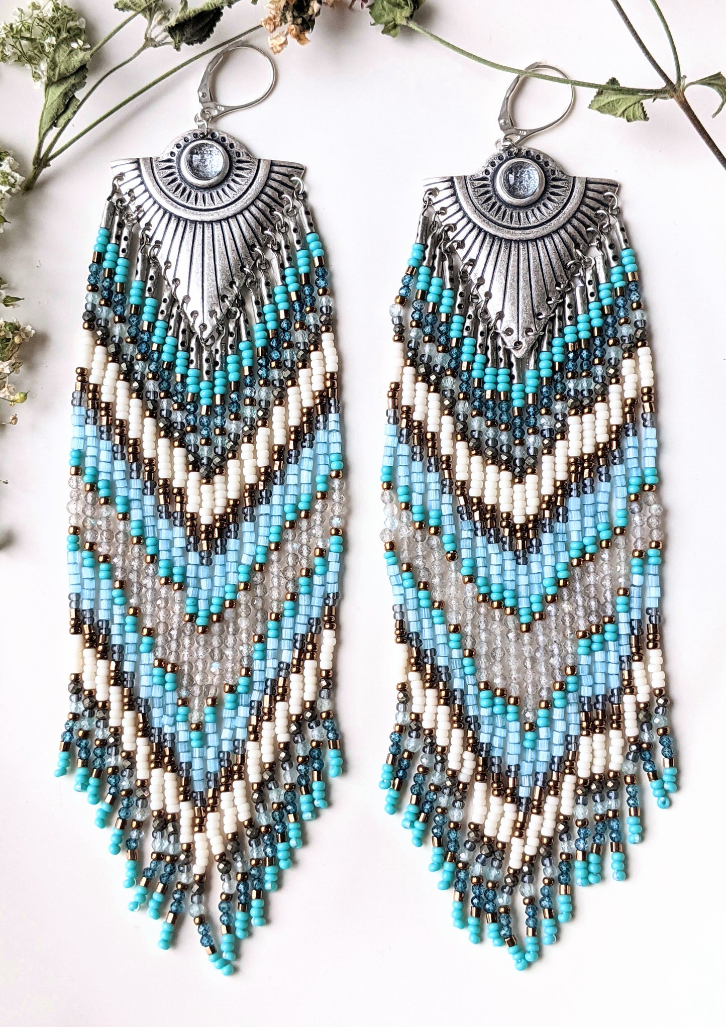 Joan of Arc Blue Chevron Earrings