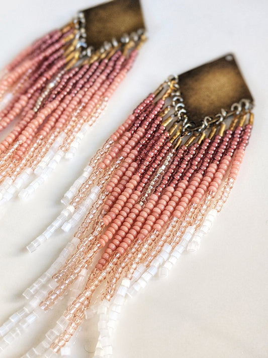 Pink Seed Bead Earrings | Moon & Milk
