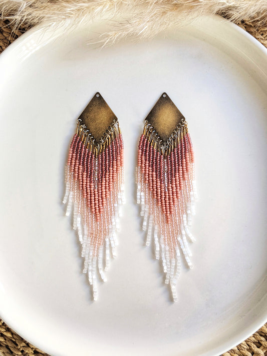 Pink Seed Bead Earrings | Moon & Milk