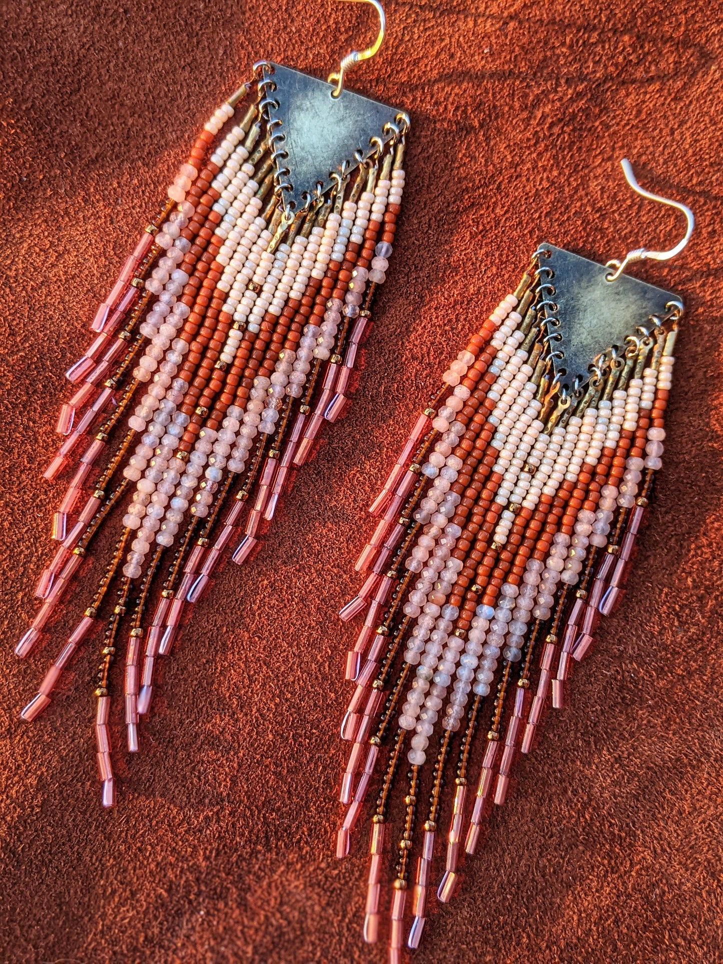 de Beauvoir Peach Moonstone Beaded Earrings