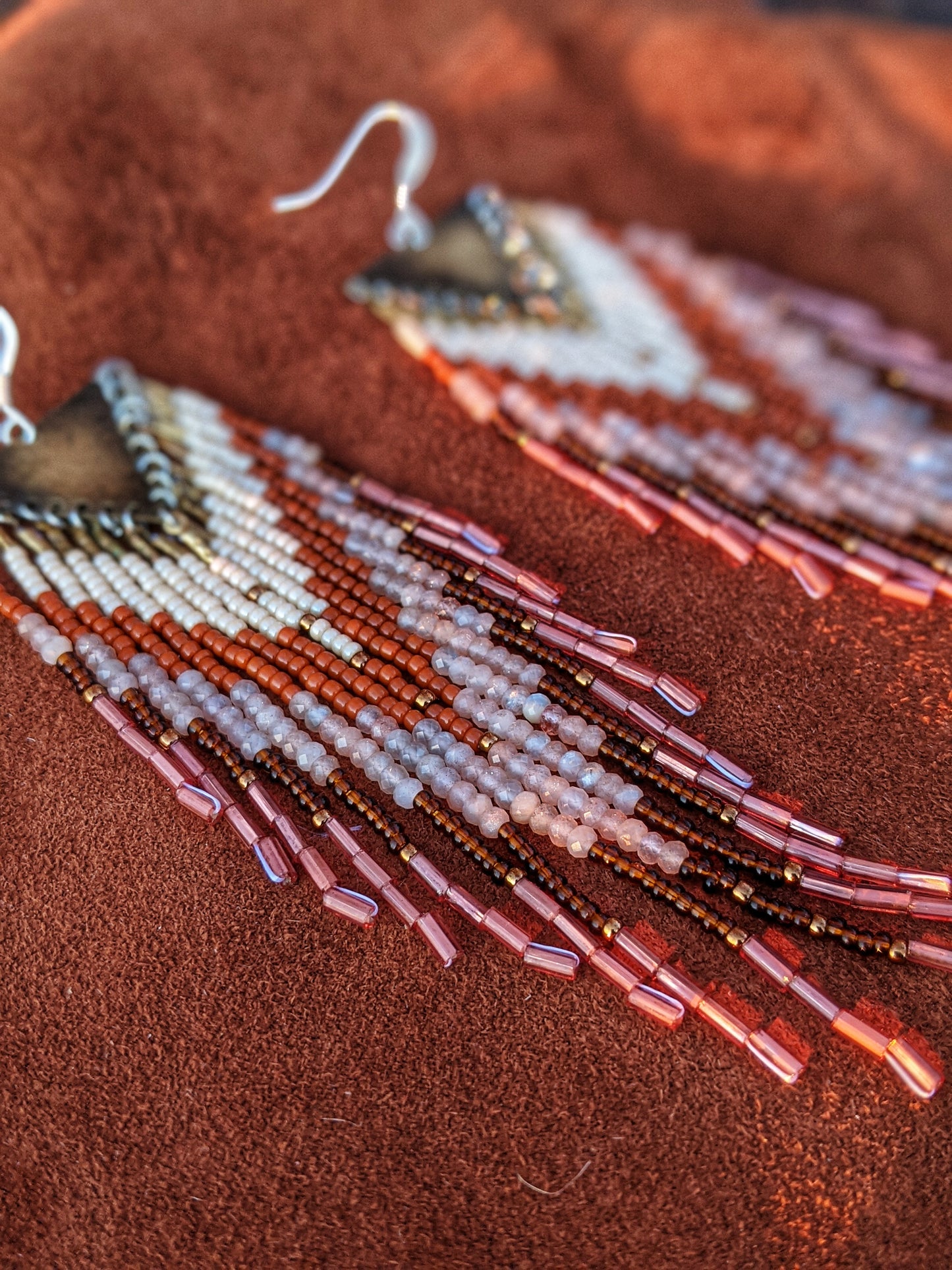 de Beauvoir Peach Moonstone Beaded Earrings
