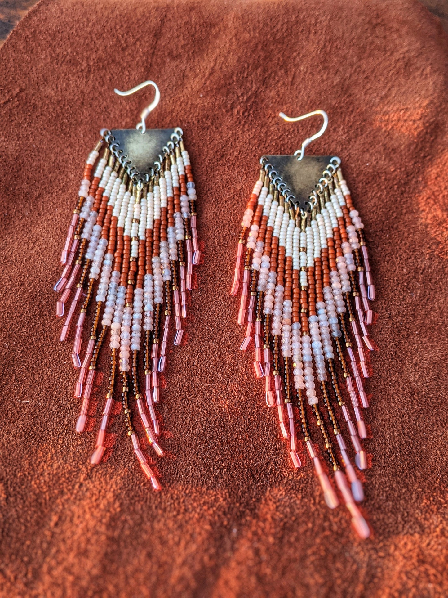 de Beauvoir Peach Moonstone Beaded Earrings